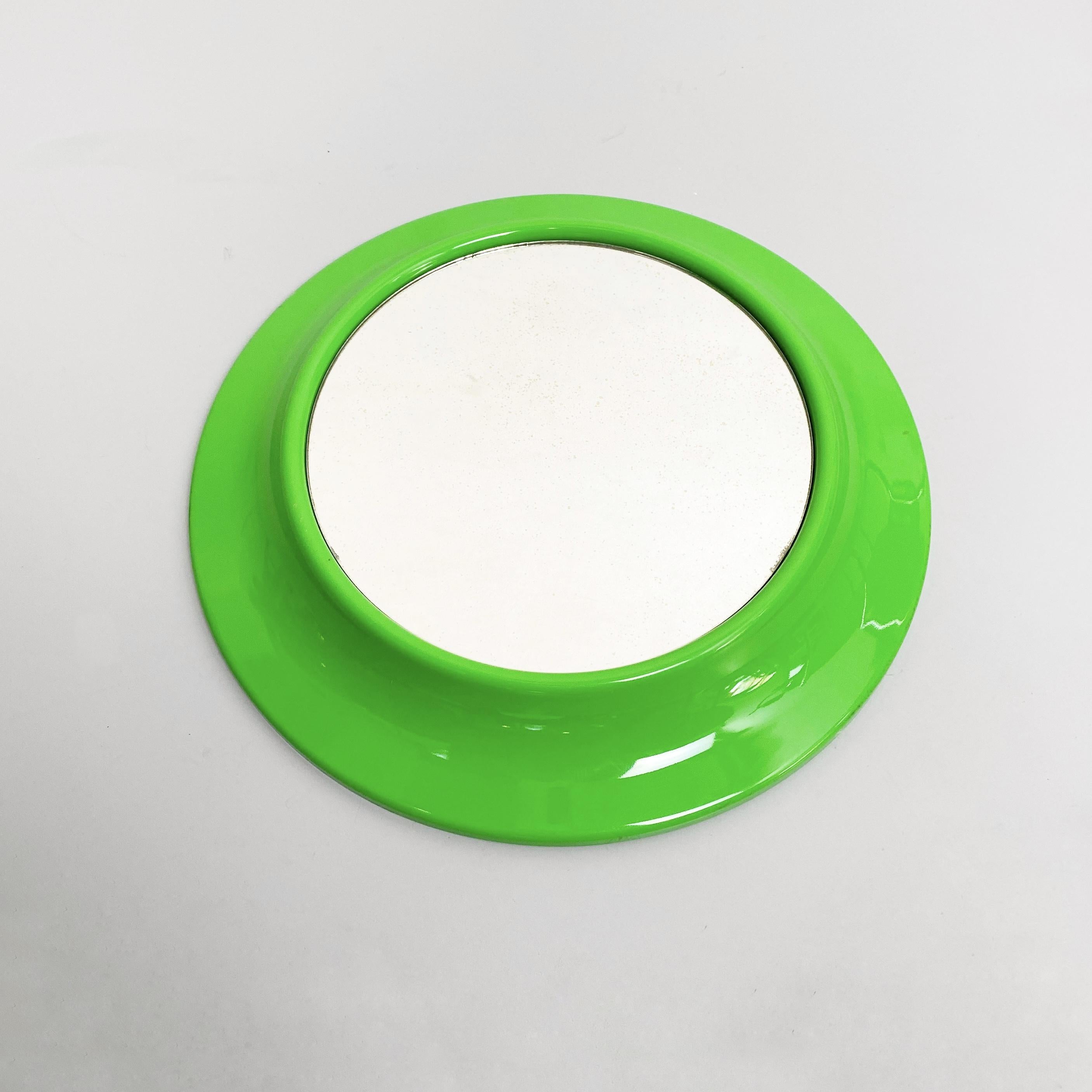 Italian Modern Round Green Plastic Mirror, 1980s 1