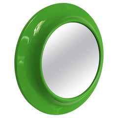 Italian Modern Round Green Plastic Mirror, 1980s