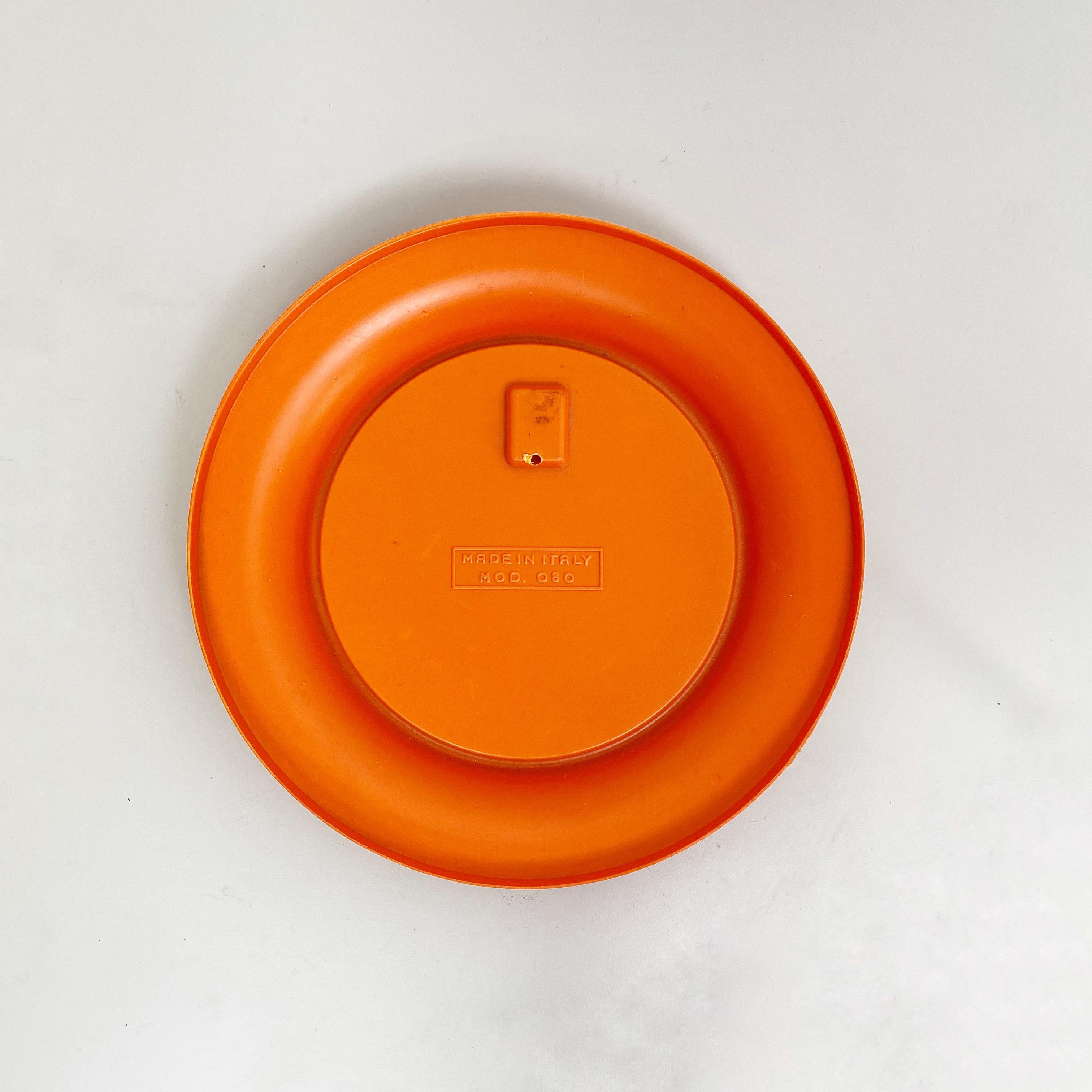 Italian Modern Round Orange Plastic Mirror, 1980s 4