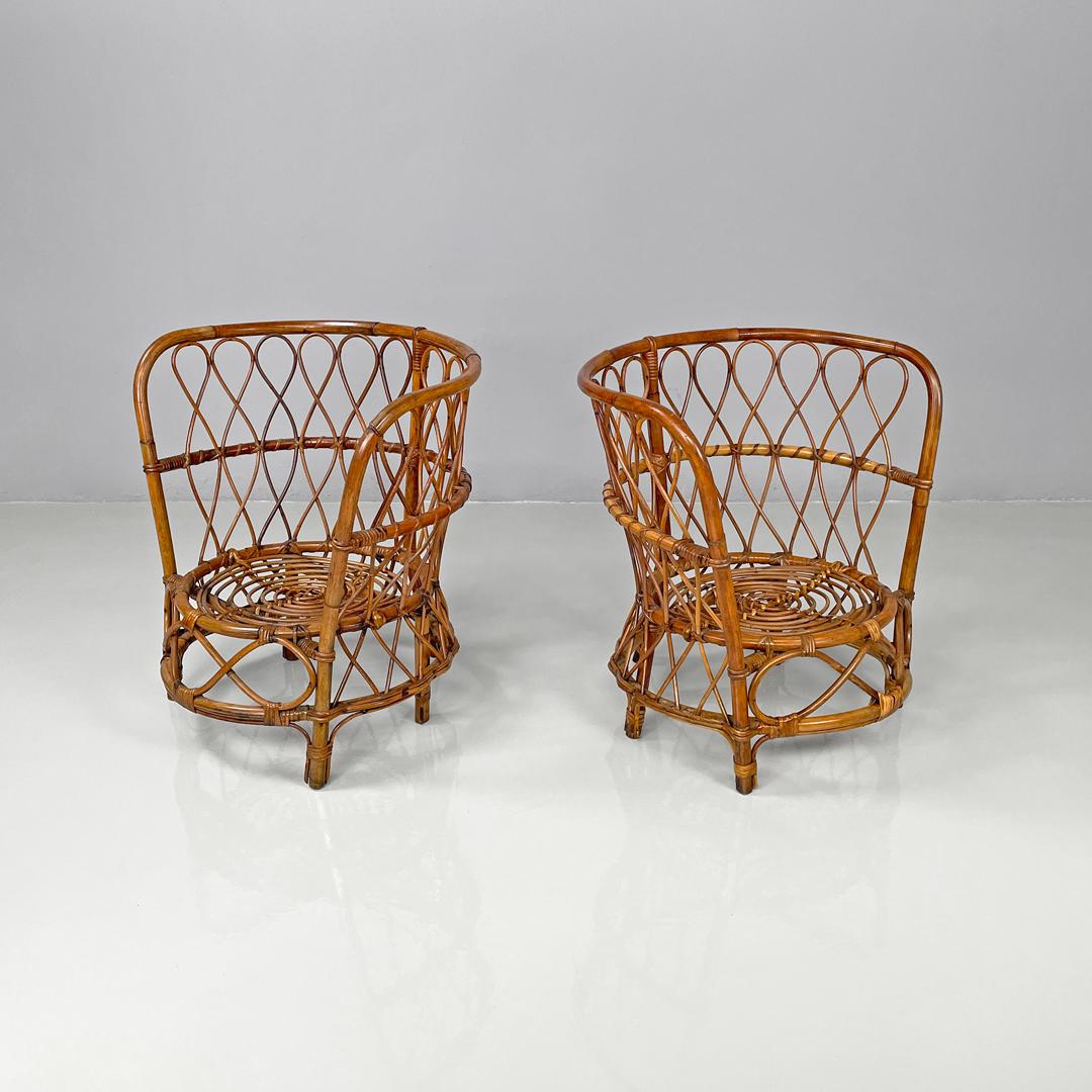 Moderne Fauteuils de cockpit modernes italiens en rotin avec décorations, 1970 en vente