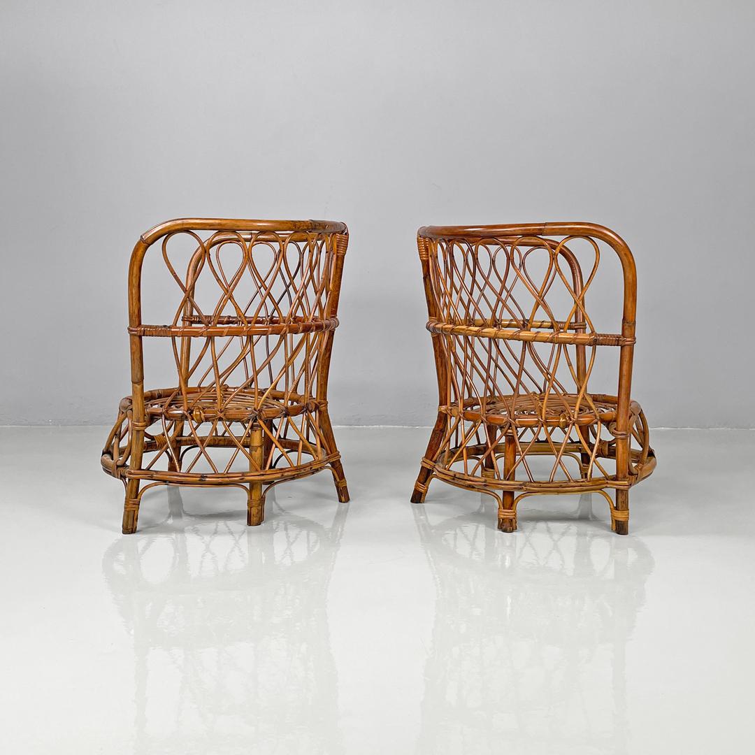 Italian Fauteuils de cockpit modernes italiens en rotin avec décorations, 1970 en vente