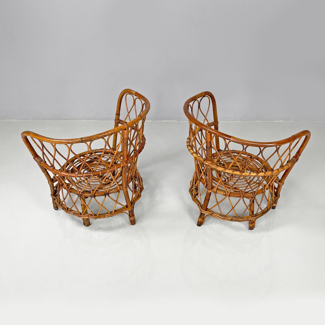 Fauteuils de cockpit modernes italiens en rotin avec décorations, 1970 Bon état - En vente à MIlano, IT