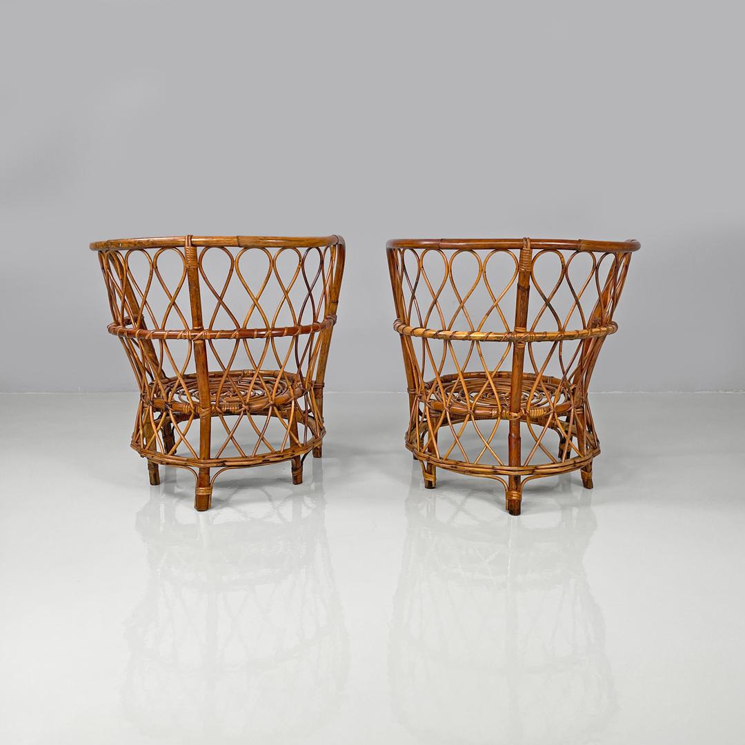 Late 20th Century Fauteuils de cockpit modernes italiens en rotin avec décorations, 1970 en vente