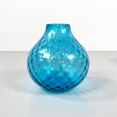 Italienische Moderne Runde Vase aus hellblauem Muranoglas von Venini 1990er Jahre