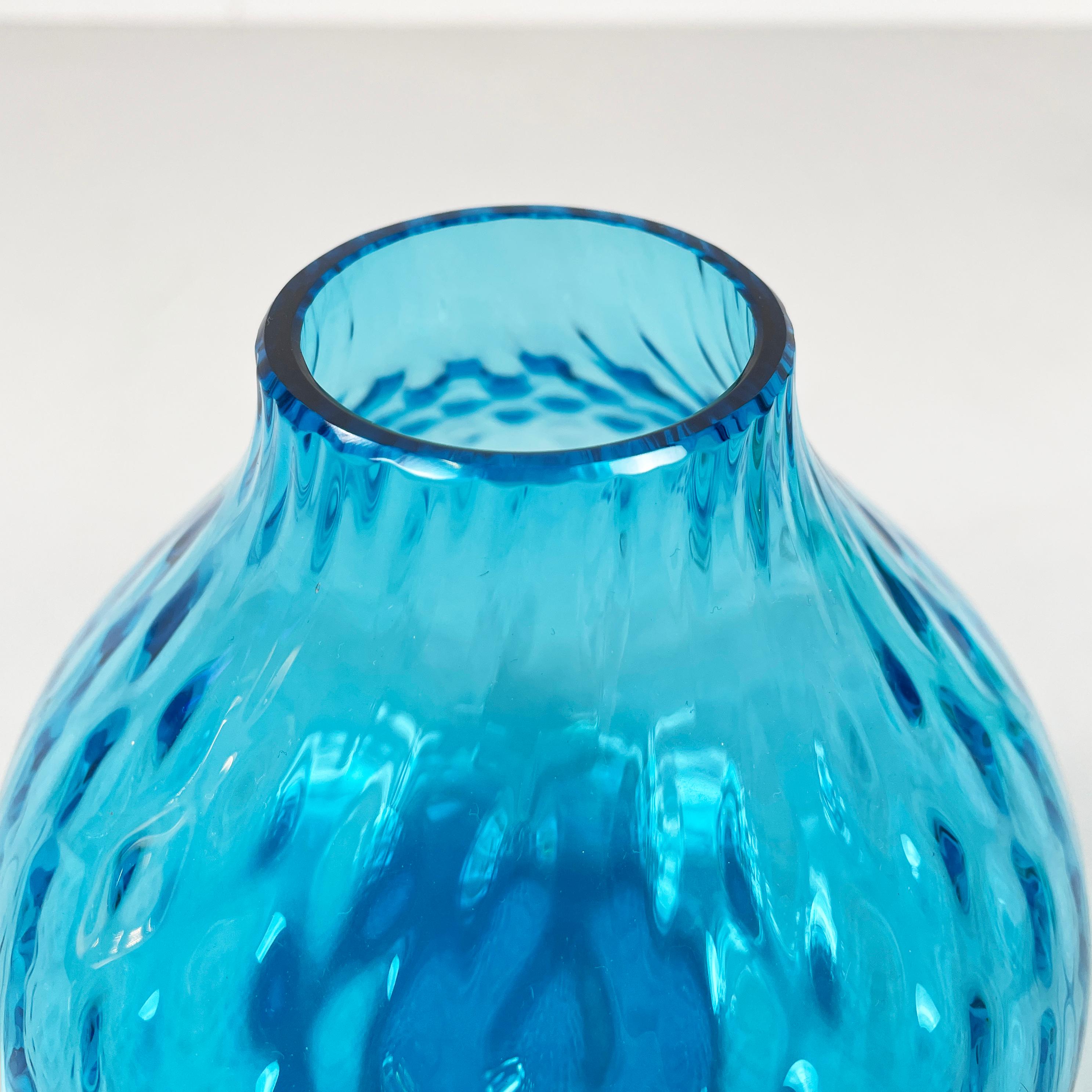 Murano Glass Italian modern Round vase in light blue Murano glass by Venini 1990s