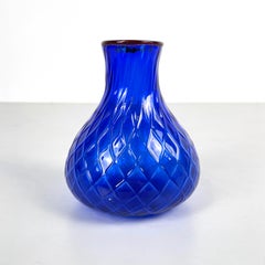 Italian modern Round vase in red and blue Murano glass by Venini 1990s