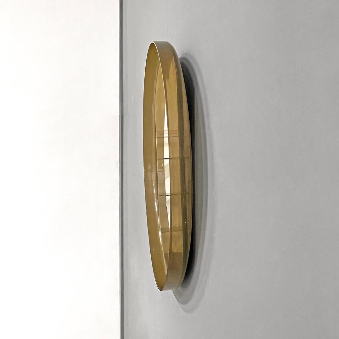 Italian modern round wall mirror in semitransparent brown plastic, 1970s  1