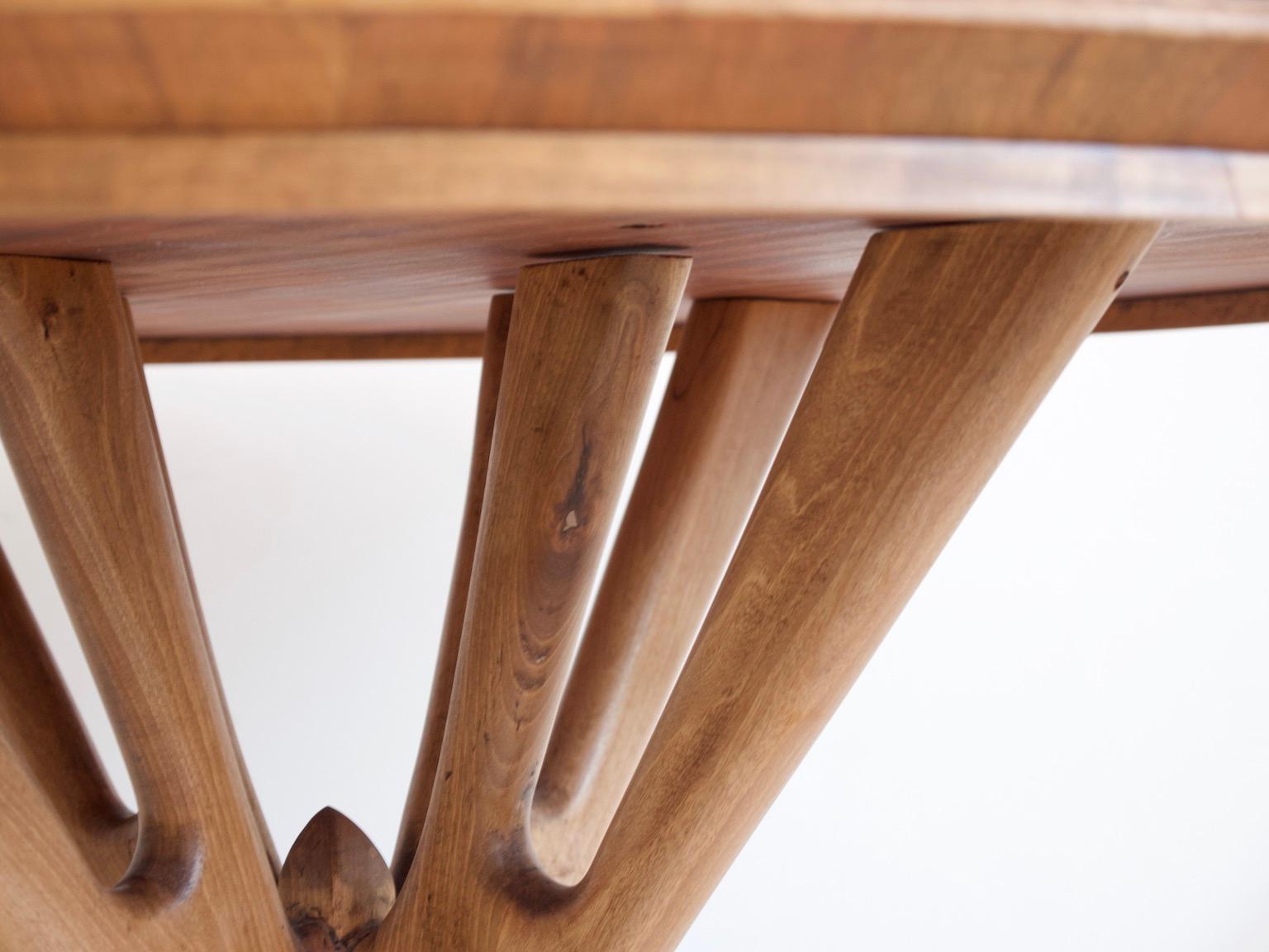 20th Century Italian Modern Round Walnut Wood Table with Glass Top