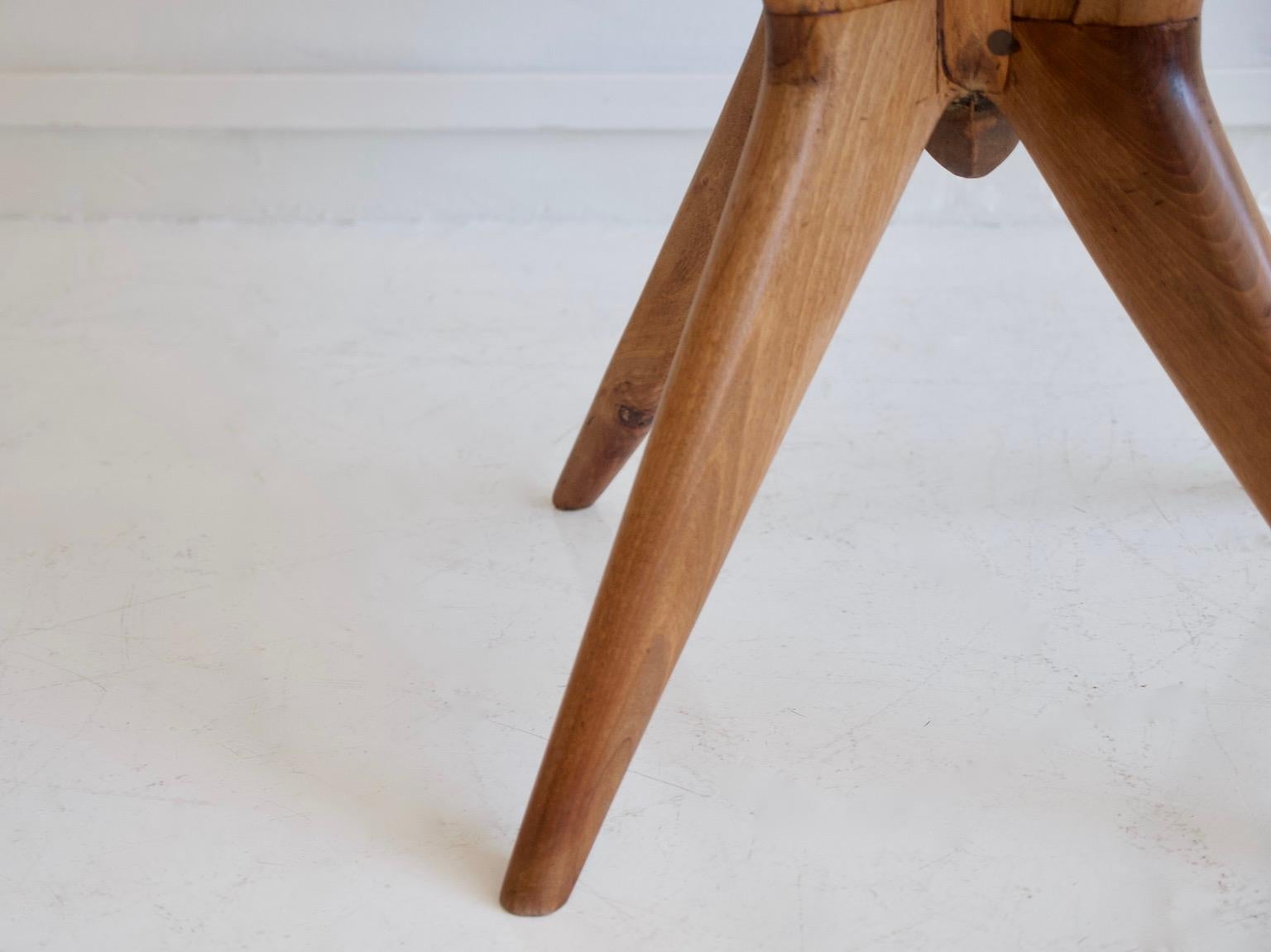 Italian Modern Round Walnut Wood Table with Glass Top 2