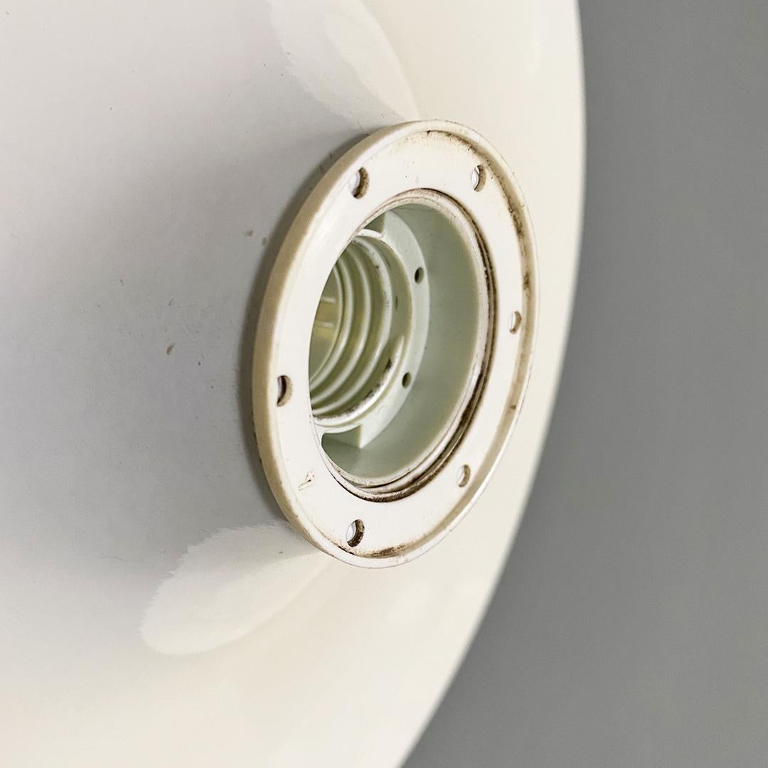 Italian Modern Round White Metal Wall or Ceiling Lamp, 1970s 6