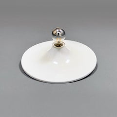 Italian Modern Round White Metal Wall or Ceiling Lamp, 1970s