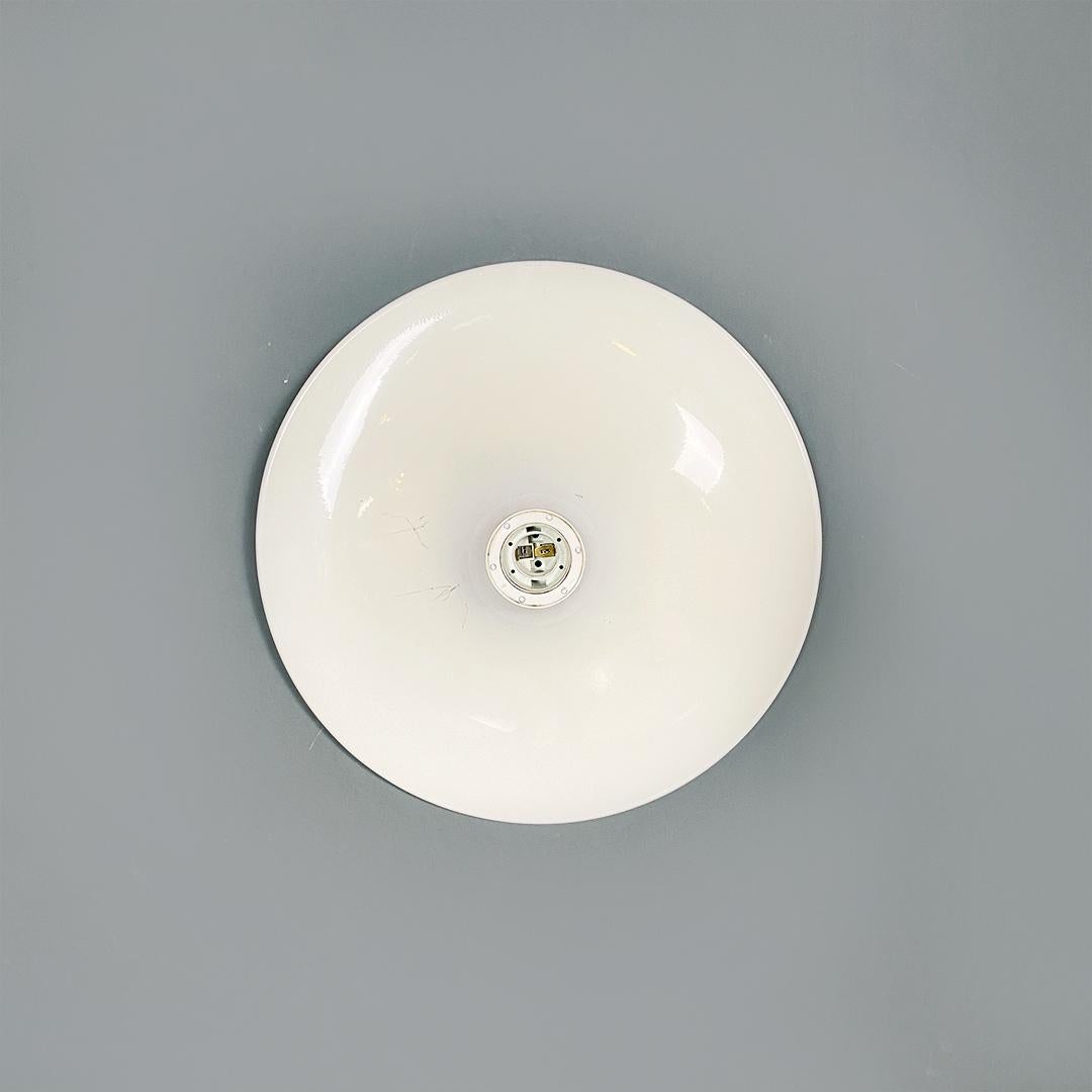 Italian Modern Round White Metal Wall or Ceiling Lamp, 1970s 1