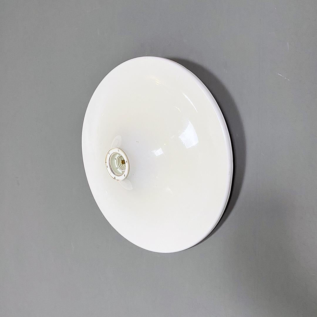 Italian Modern Round White Metal Wall or Ceiling Lamp, 1970s 2