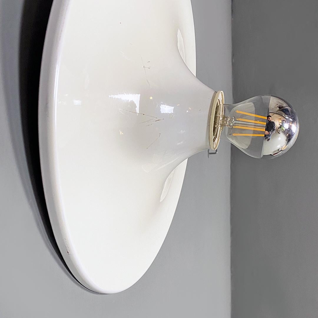 Italian Modern Round White Metal Wall or Ceiling Lamp, 1970s 3