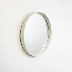 Italian Modern Round White Wood Wall Mirror, 1980s