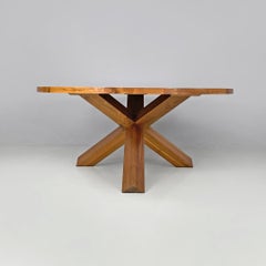 Italian modern round wooden dining table La Rotonda Mario Bellini Cassina, 1980s