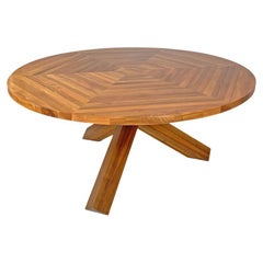 Italian modern round wooden dining table La Rotonda Mario Bellini Cassina, 1980s