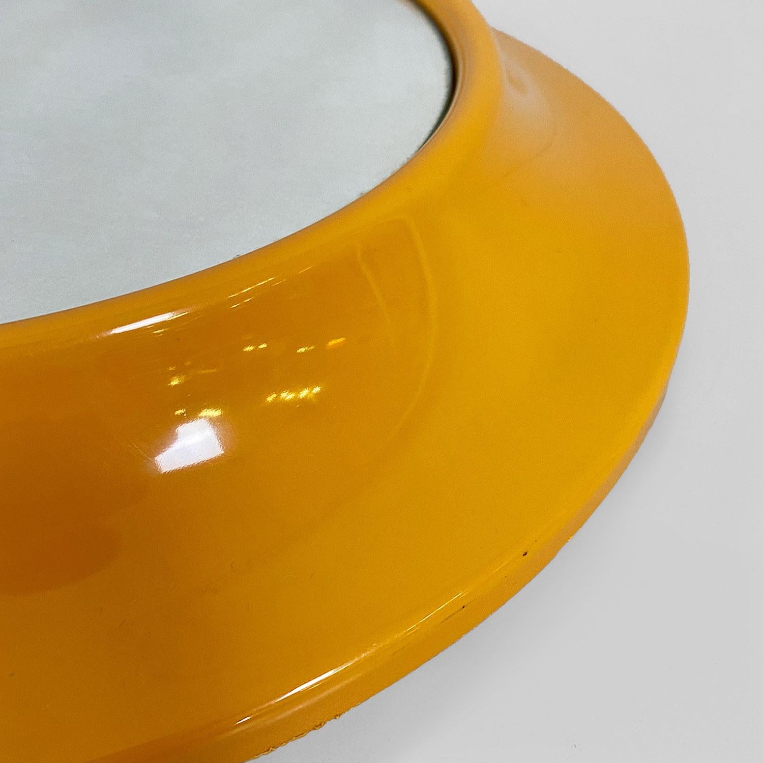 Italian modern round yellow ocher plastic mirror by Cattaneo Italy, 1980s For Sale 4