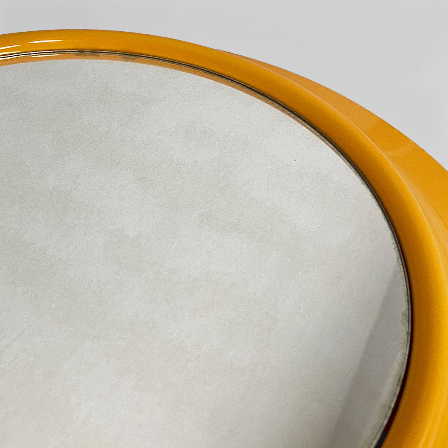 Italian modern round yellow ocher plastic mirror by Cattaneo Italy, 1980s For Sale 5