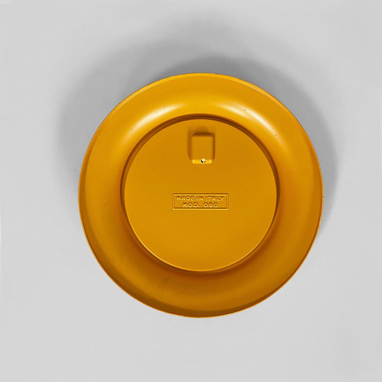 Italian modern round yellow ocher plastic mirror by Cattaneo Italy, 1980s For Sale 2