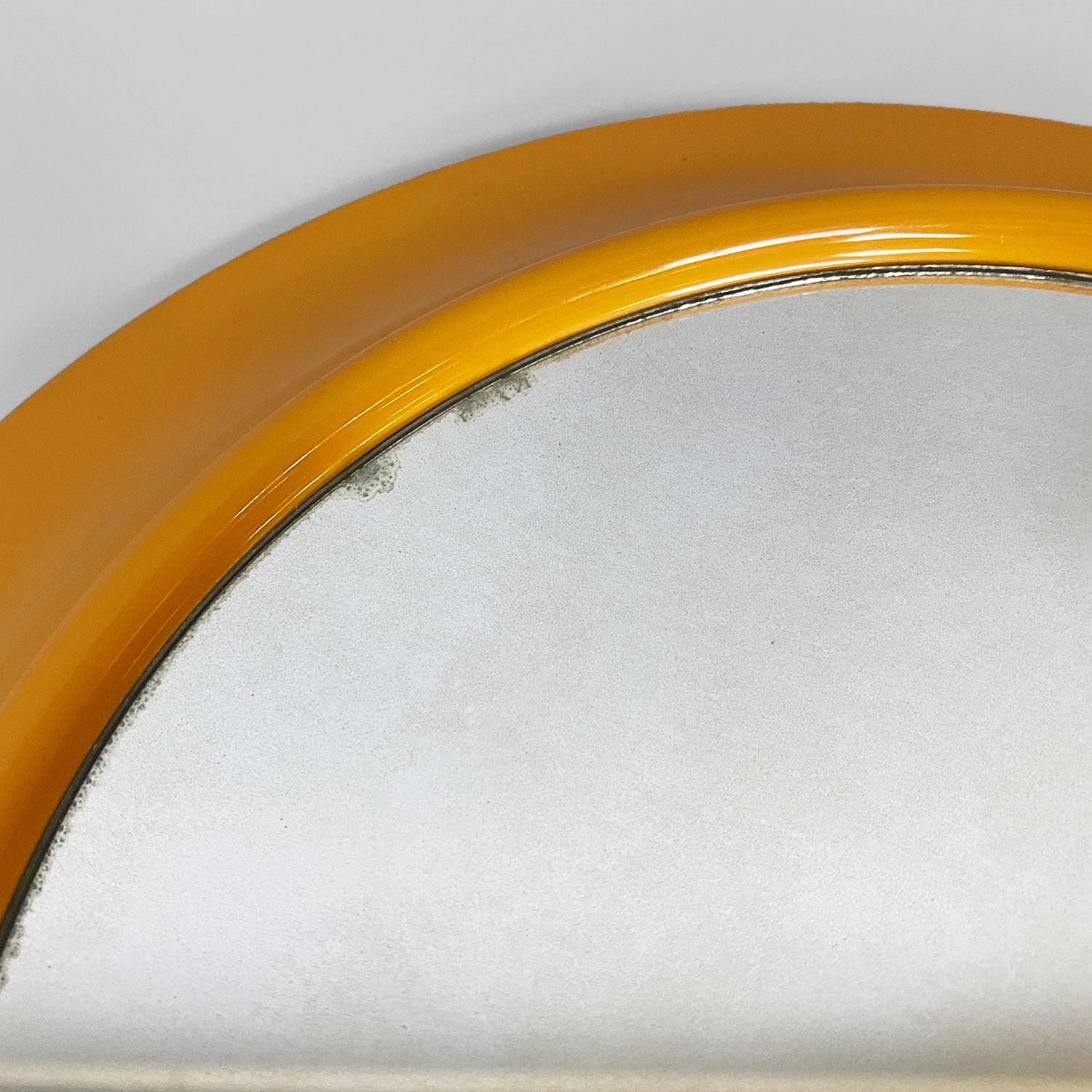 Italian modern round yellow ocher plastic mirror by Cattaneo Italy, 1980s For Sale 3