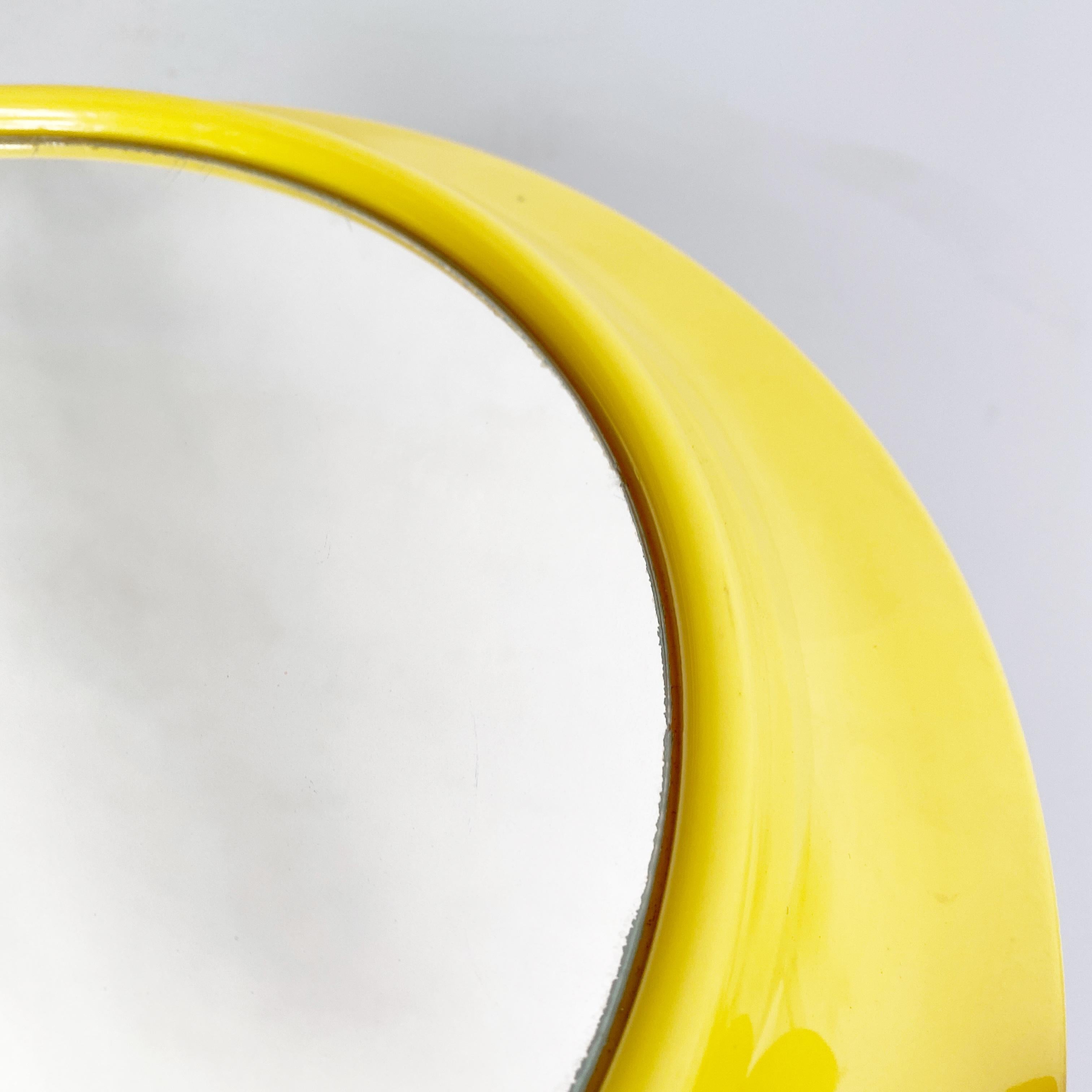 Italian Modern Round Yellow Plastic Mirror, 1980s 5