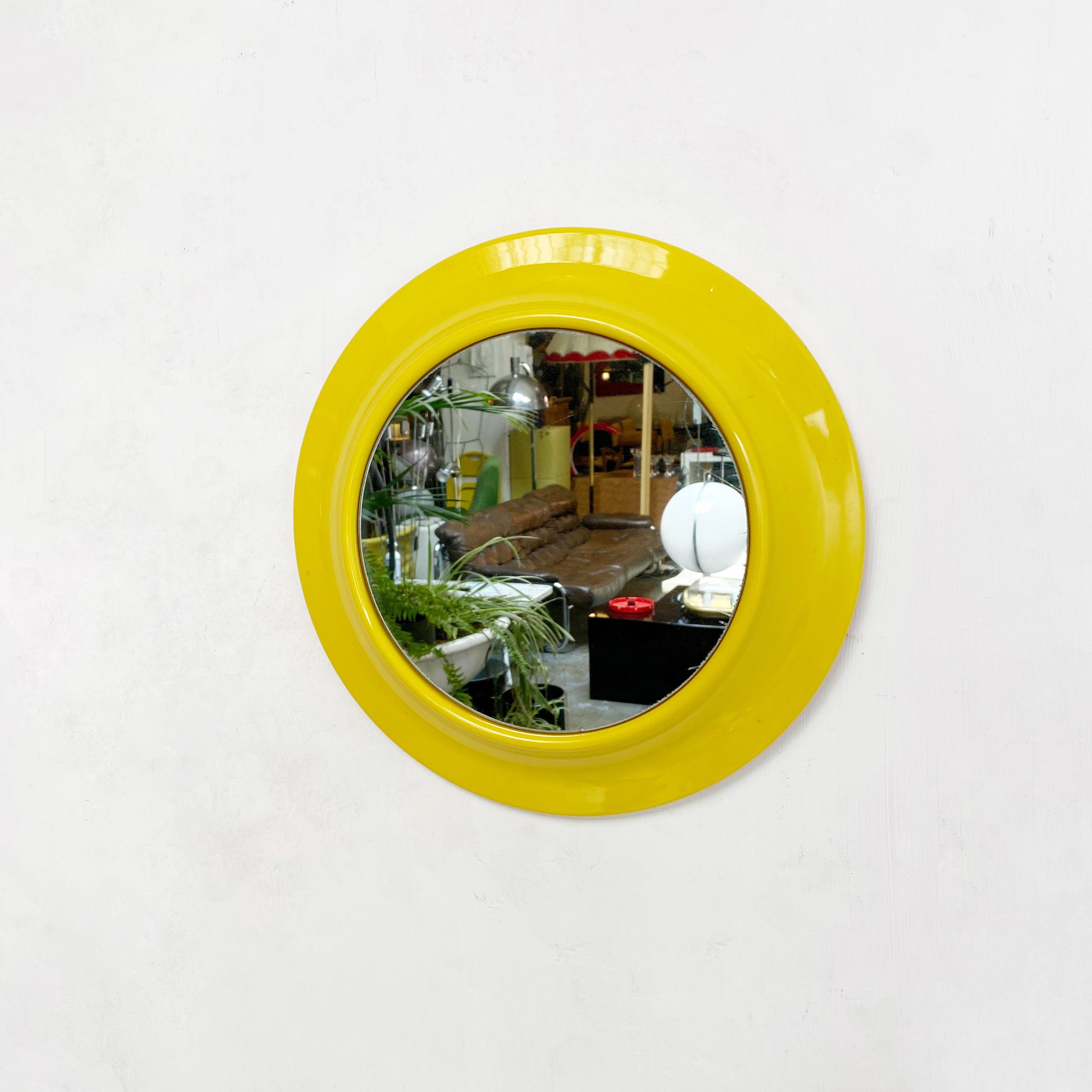 Late 20th Century Italian Modern Round Yellow Plastic Mirror, 1980s