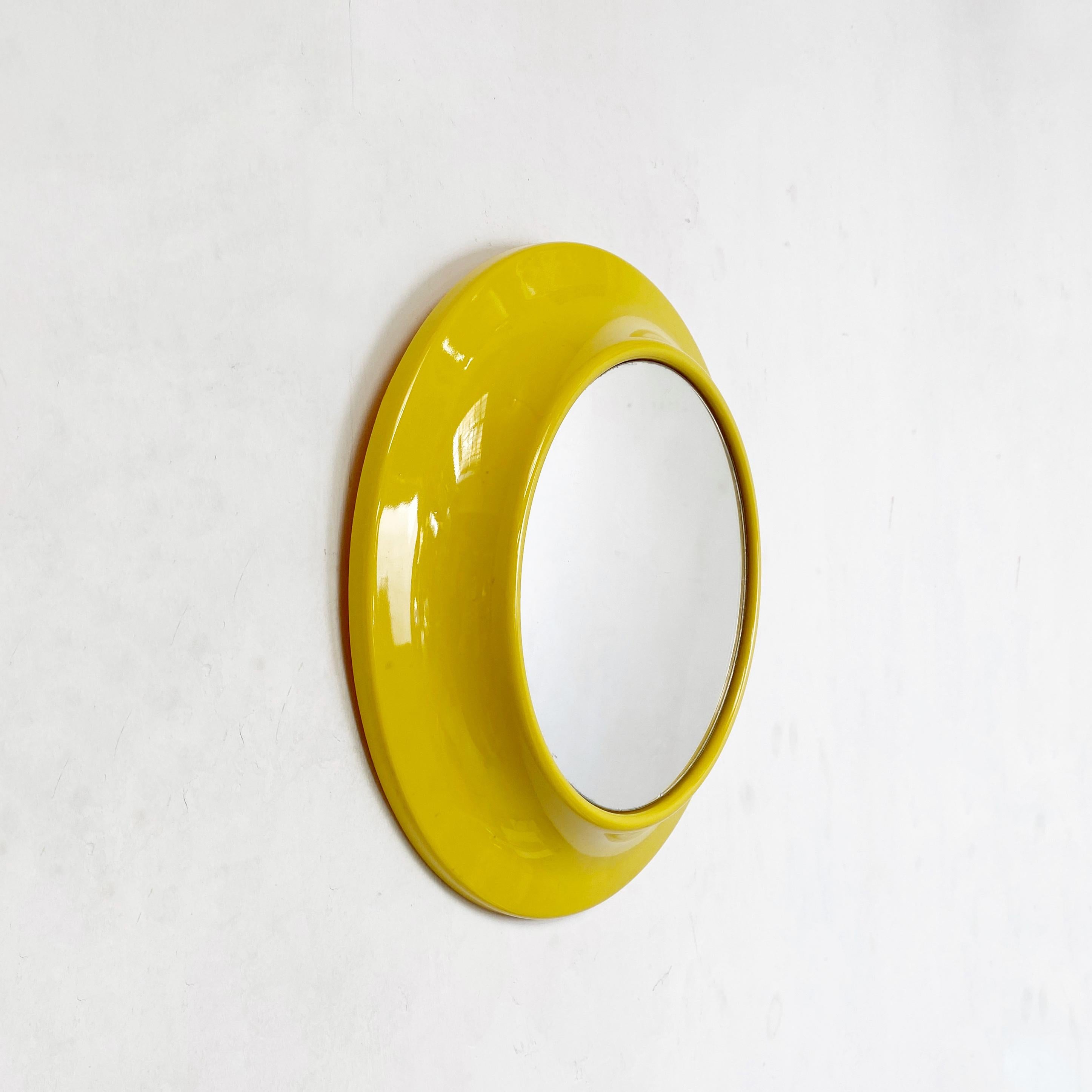 Italian Modern Round Yellow Plastic Mirror, 1980s 1