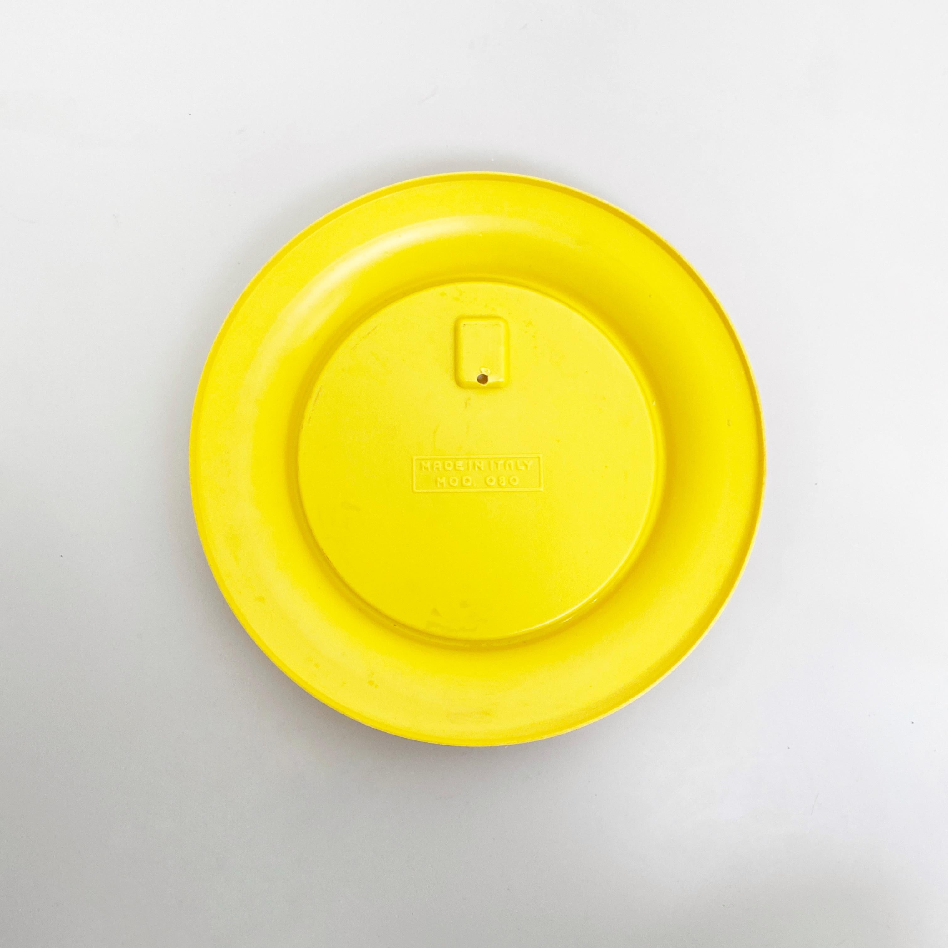 Italian Modern Round Yellow Plastic Mirror, 1980s 3