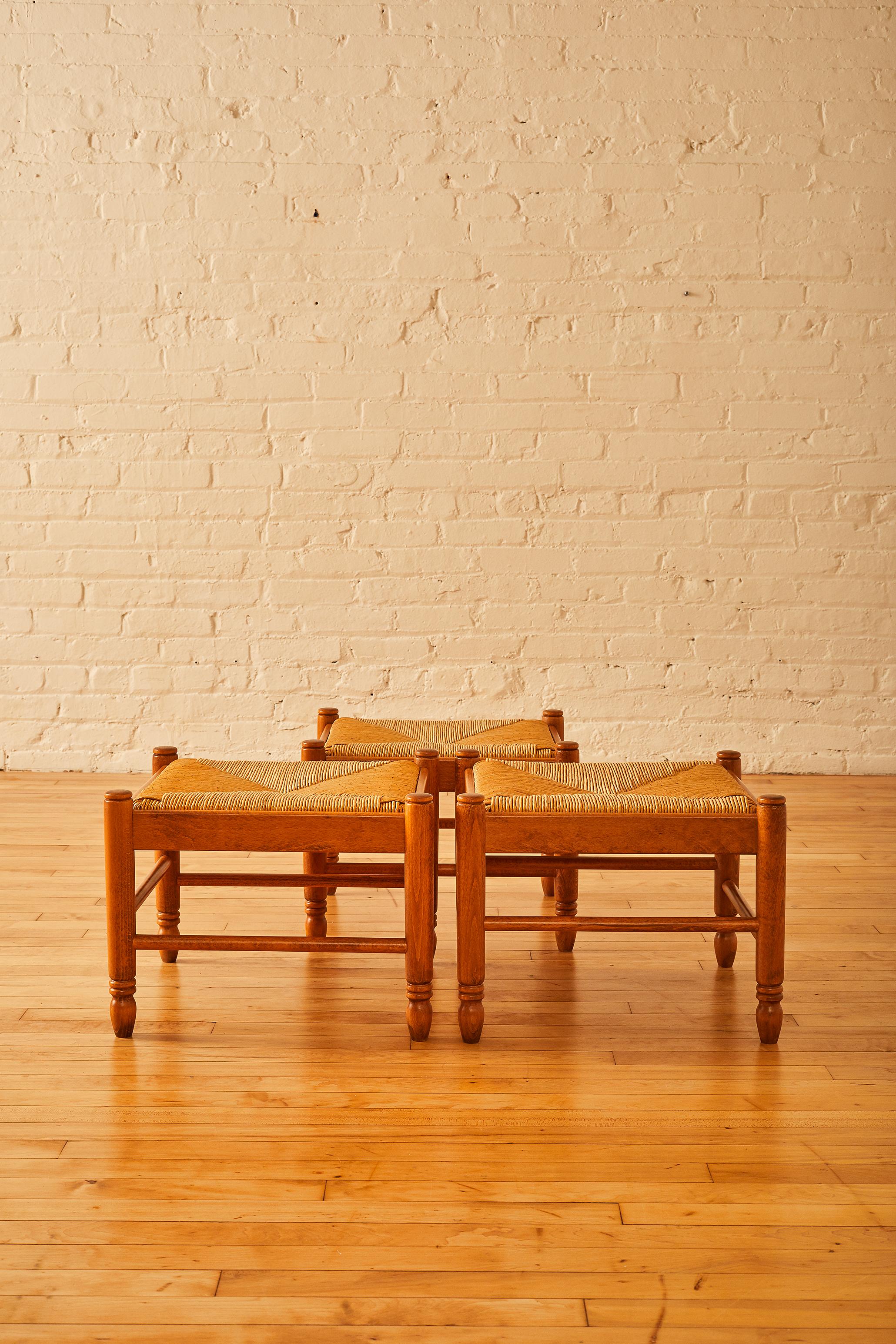 Italian Modern Rush Ottoman Seat in the Manner of Charlotte Perriand 4