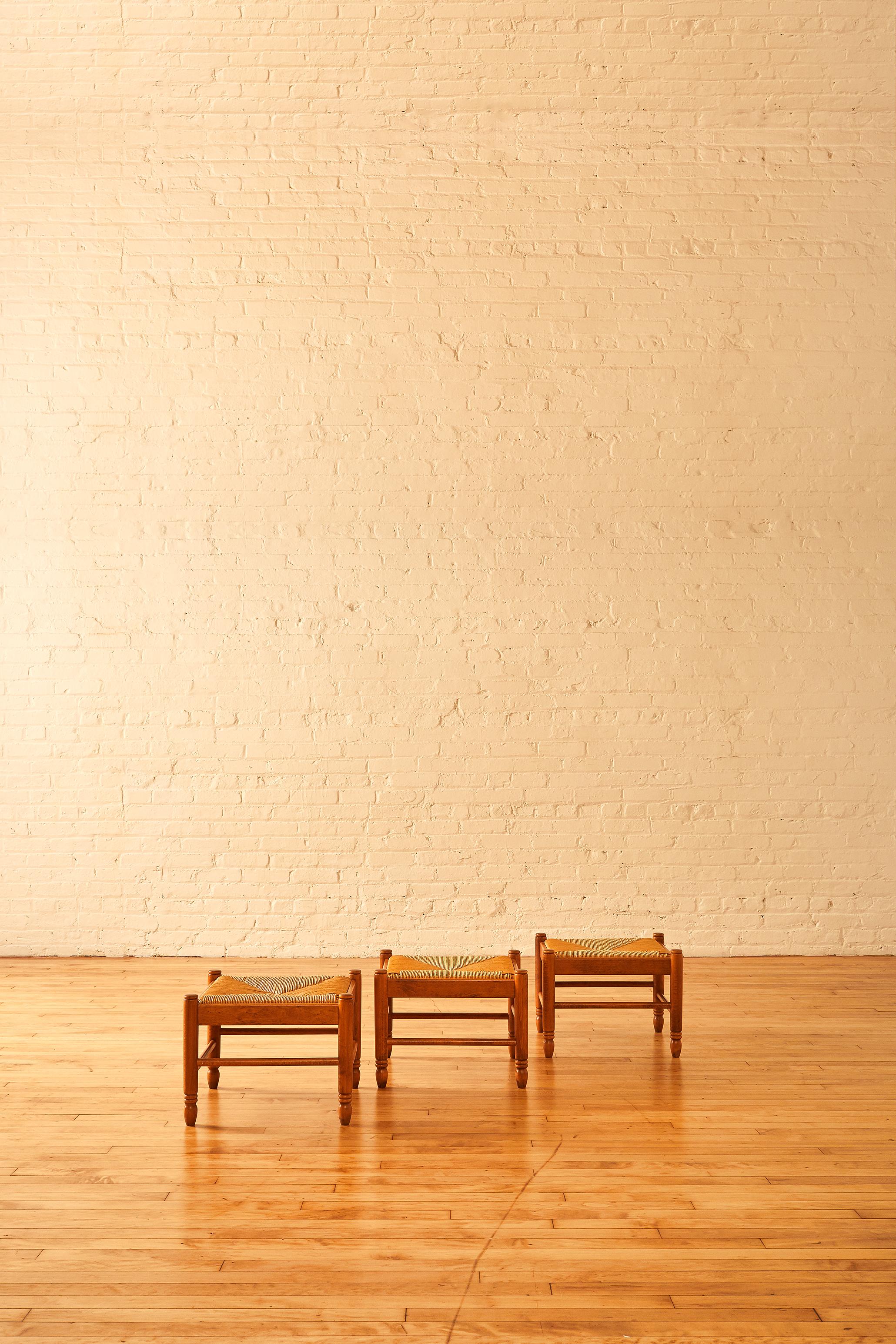 French Italian Modern Rush Ottoman Seat in the Manner of Charlotte Perriand