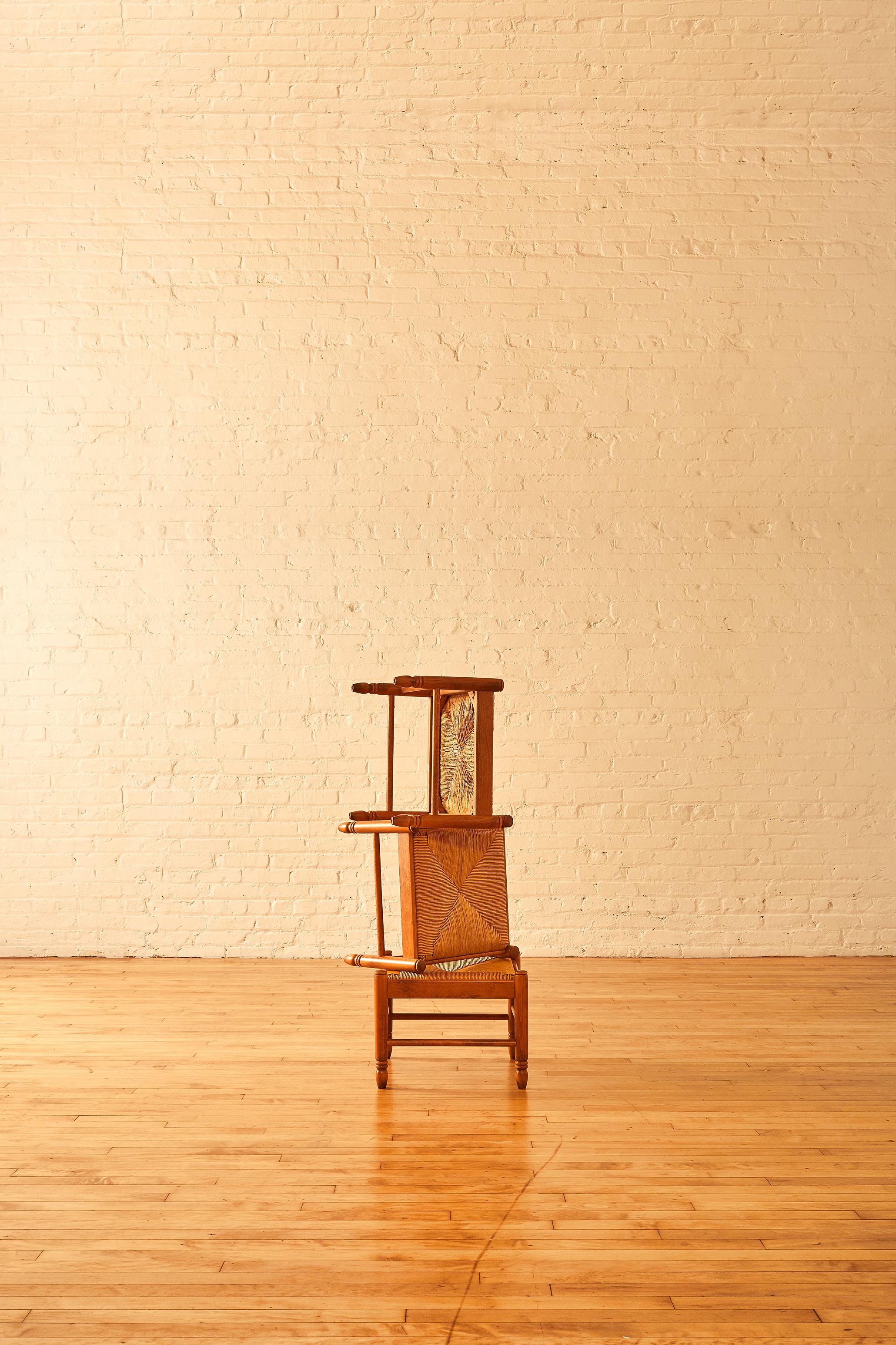Italian Modern Rush Ottoman Seat in the Manner of Charlotte Perriand In Good Condition In Long Island City, NY