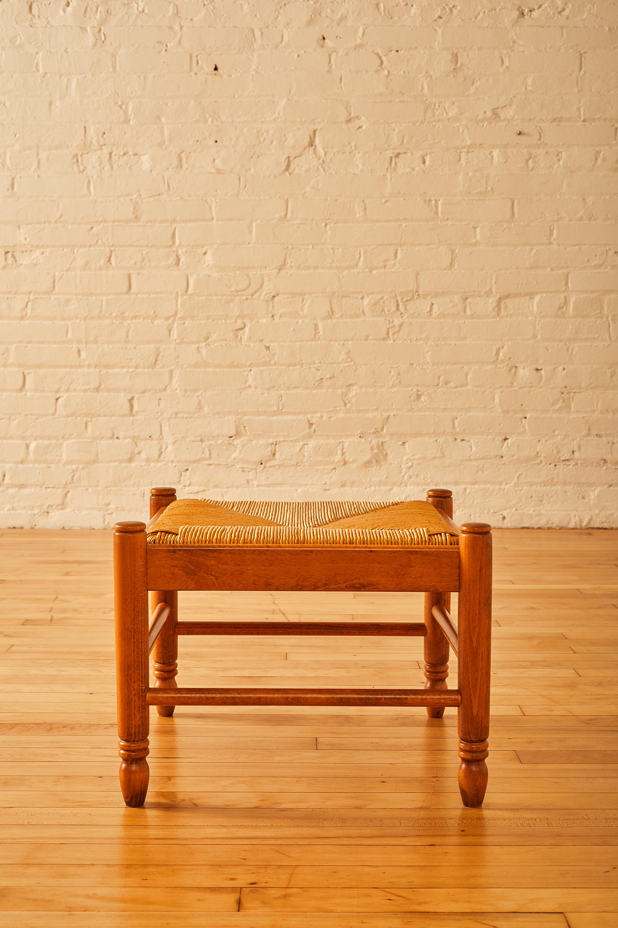 20th Century Italian Modern Rush Ottoman Seat in the Manner of Charlotte Perriand