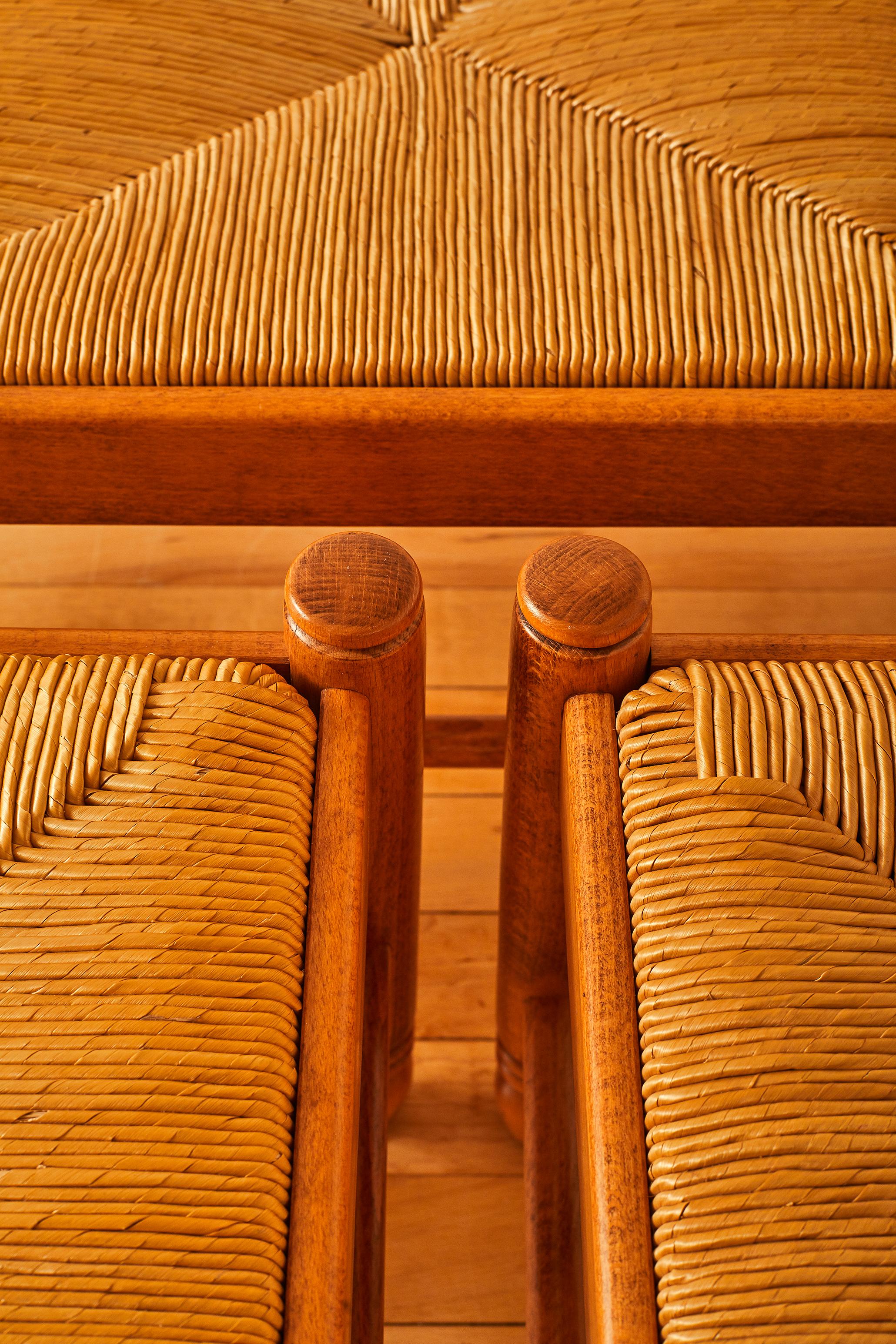 Italian Modern Rush Ottoman Seat in the Manner of Charlotte Perriand 2