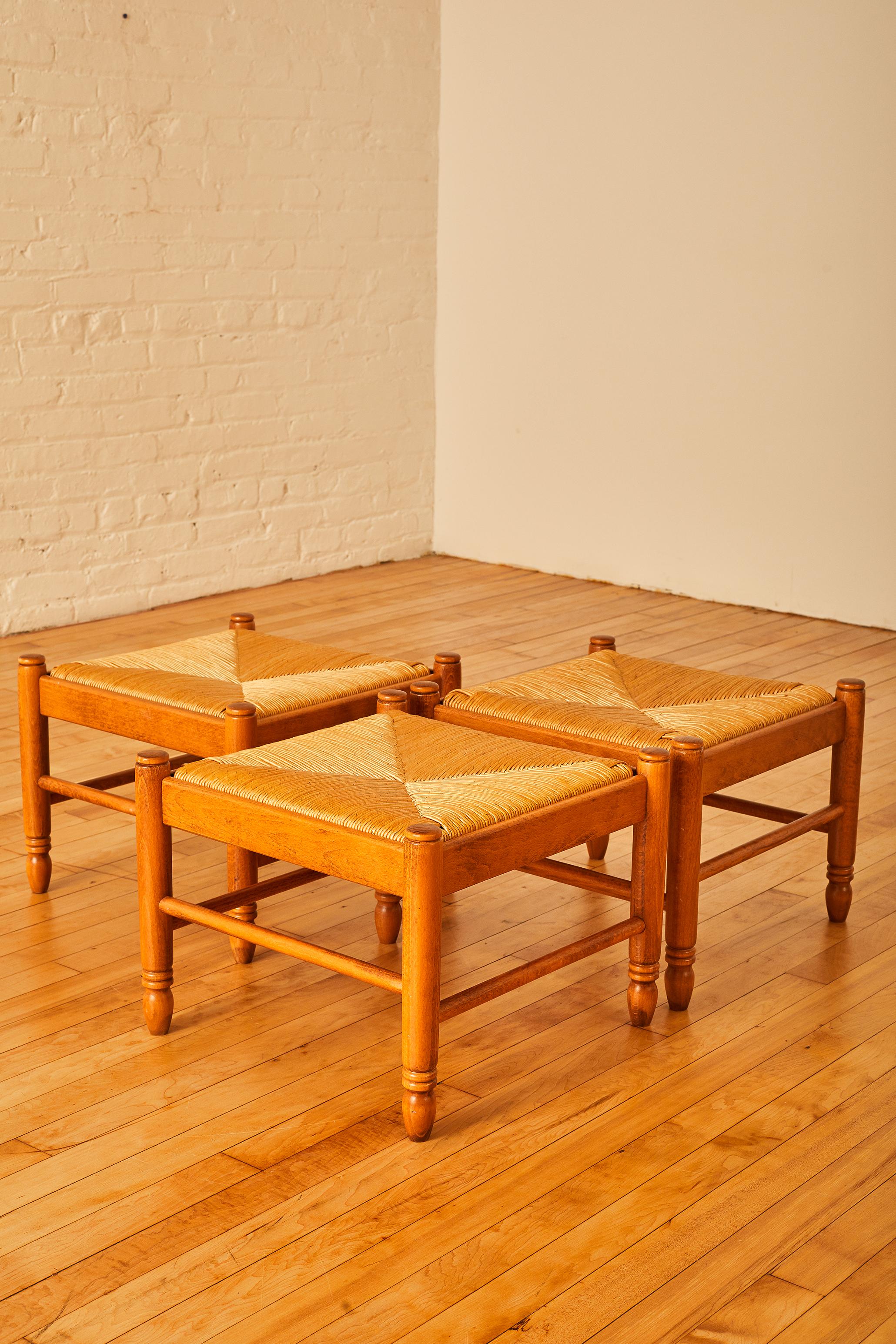 Italian Modern Rush Ottoman Seat in the Manner of Charlotte Perriand 3