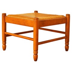 Italian Modern Rush Ottoman Seat in the Manner of Charlotte Perriand