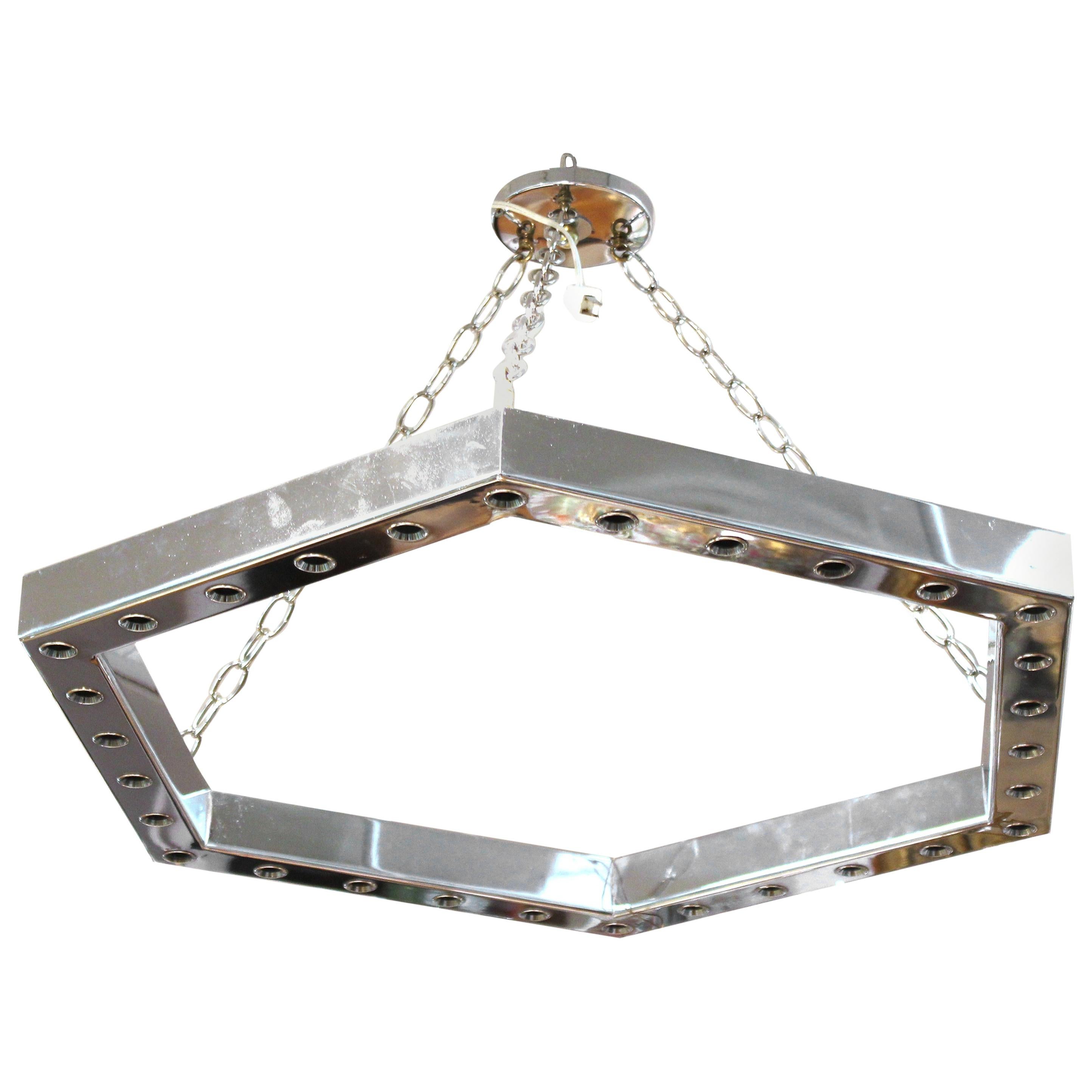 Italian Modern Sciolari Style Hexagonal Pendant Chandelier