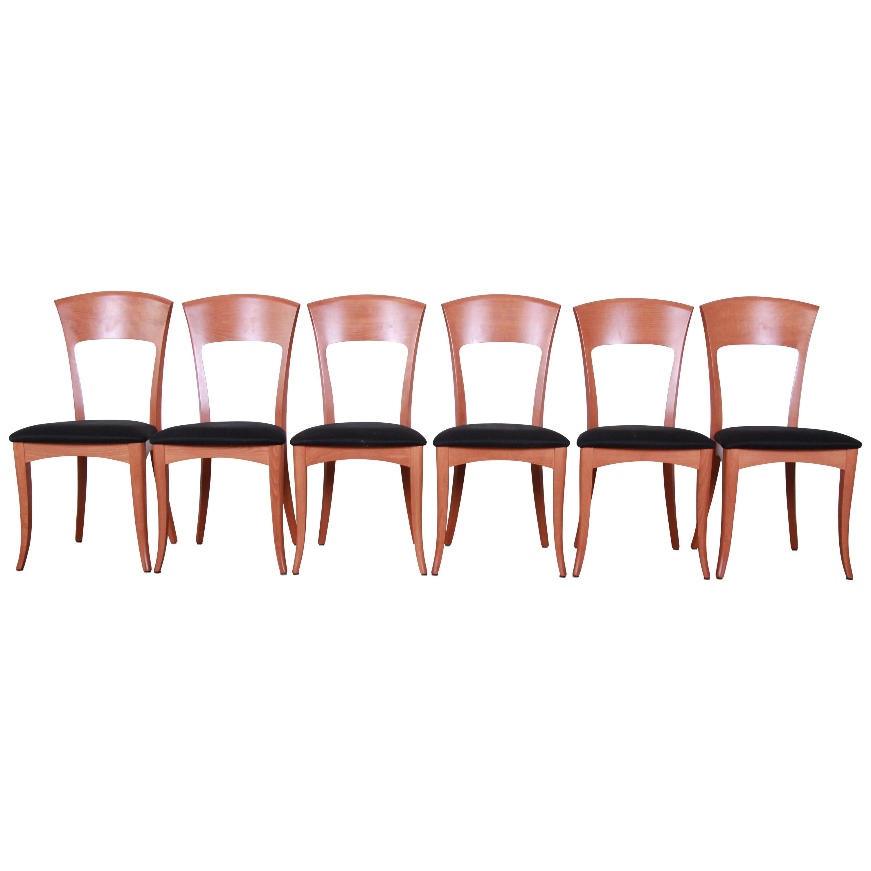 Italian Modern Sculpted Teak Dining Chairs by a. Sibau, Set of Six