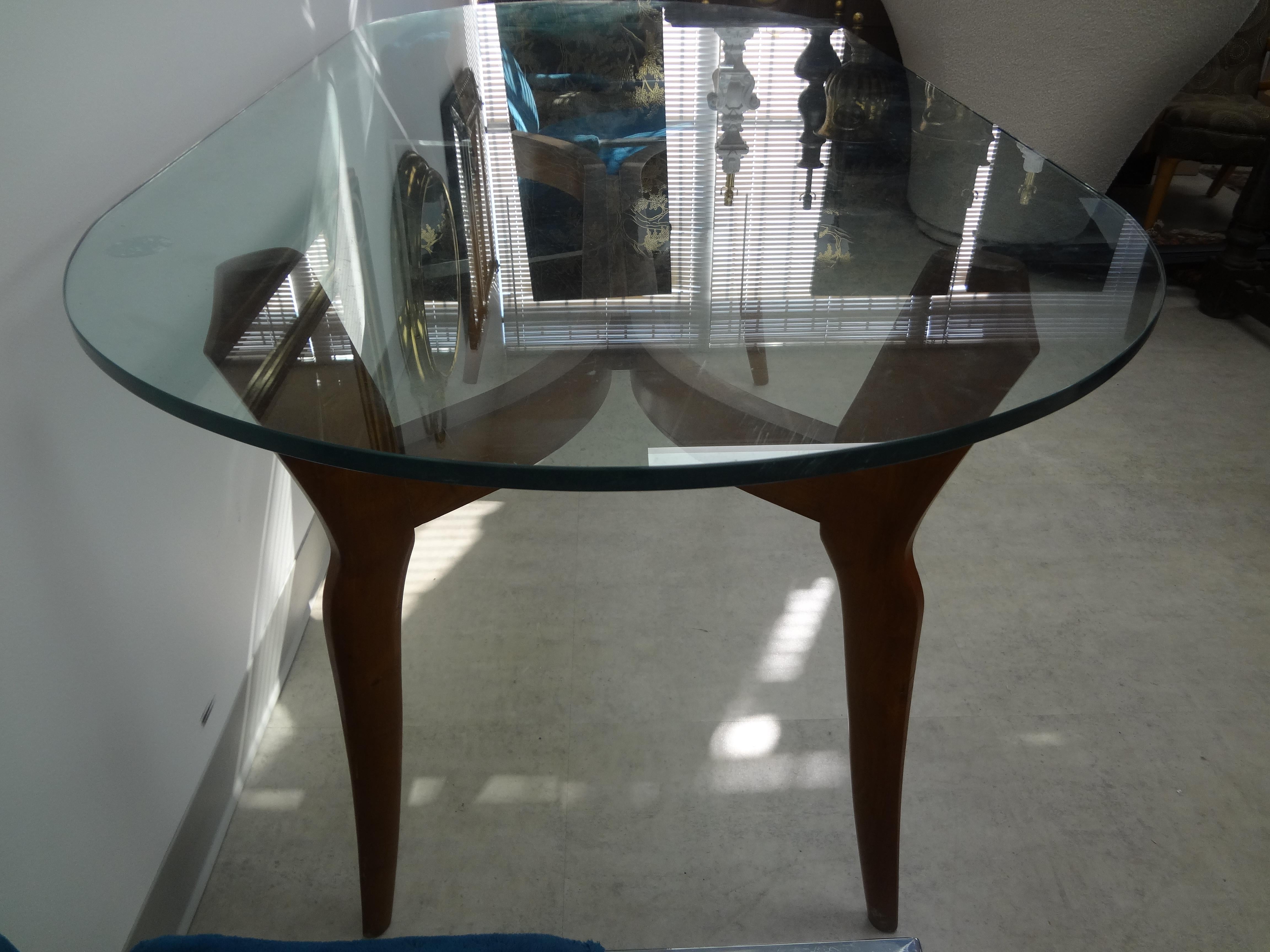 Italian Modern Sculptural Dining Table With Glass Top For Sale 1