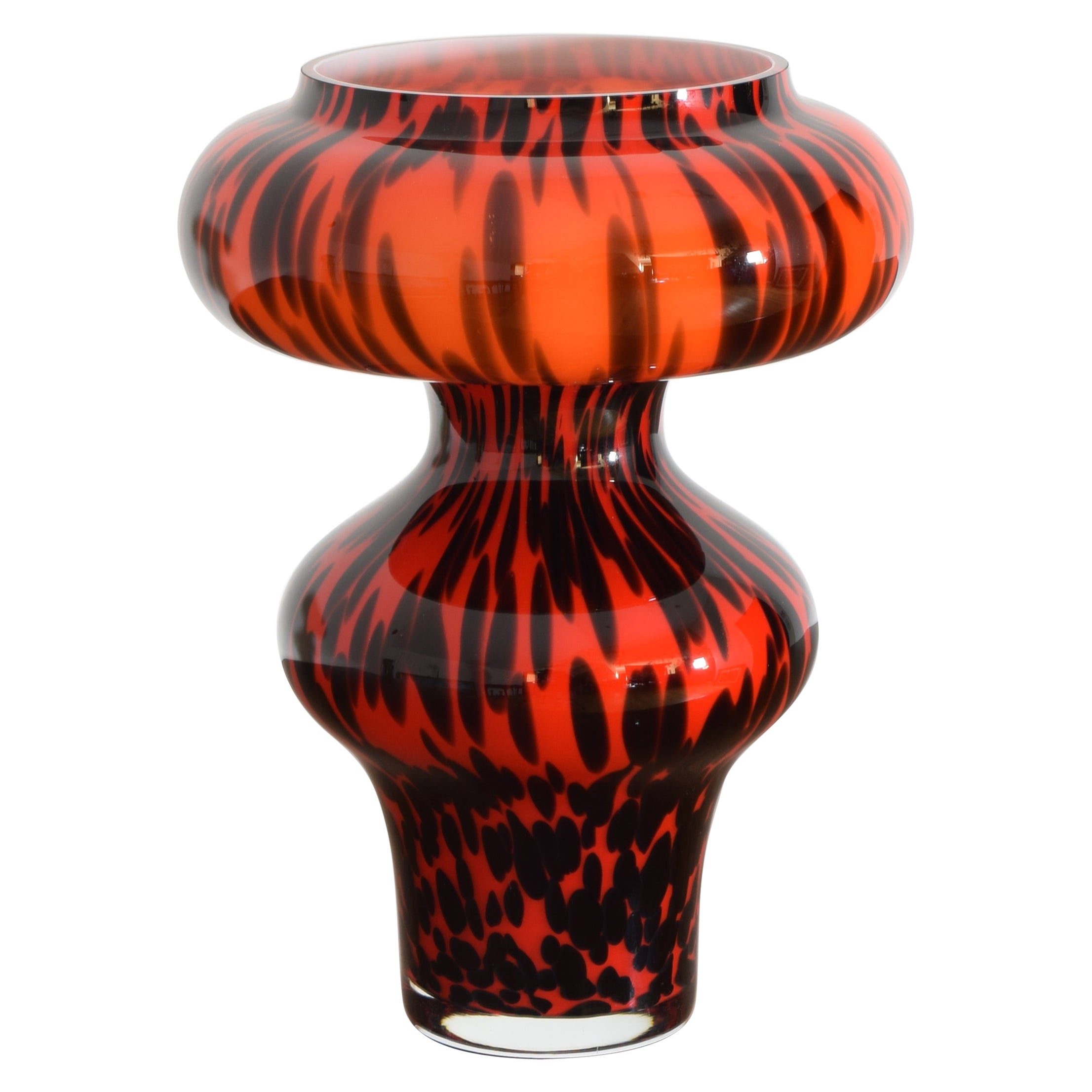 Italienische moderne skulpturale Vase aus mundgeblasenem Kunstglas, ca. 1970