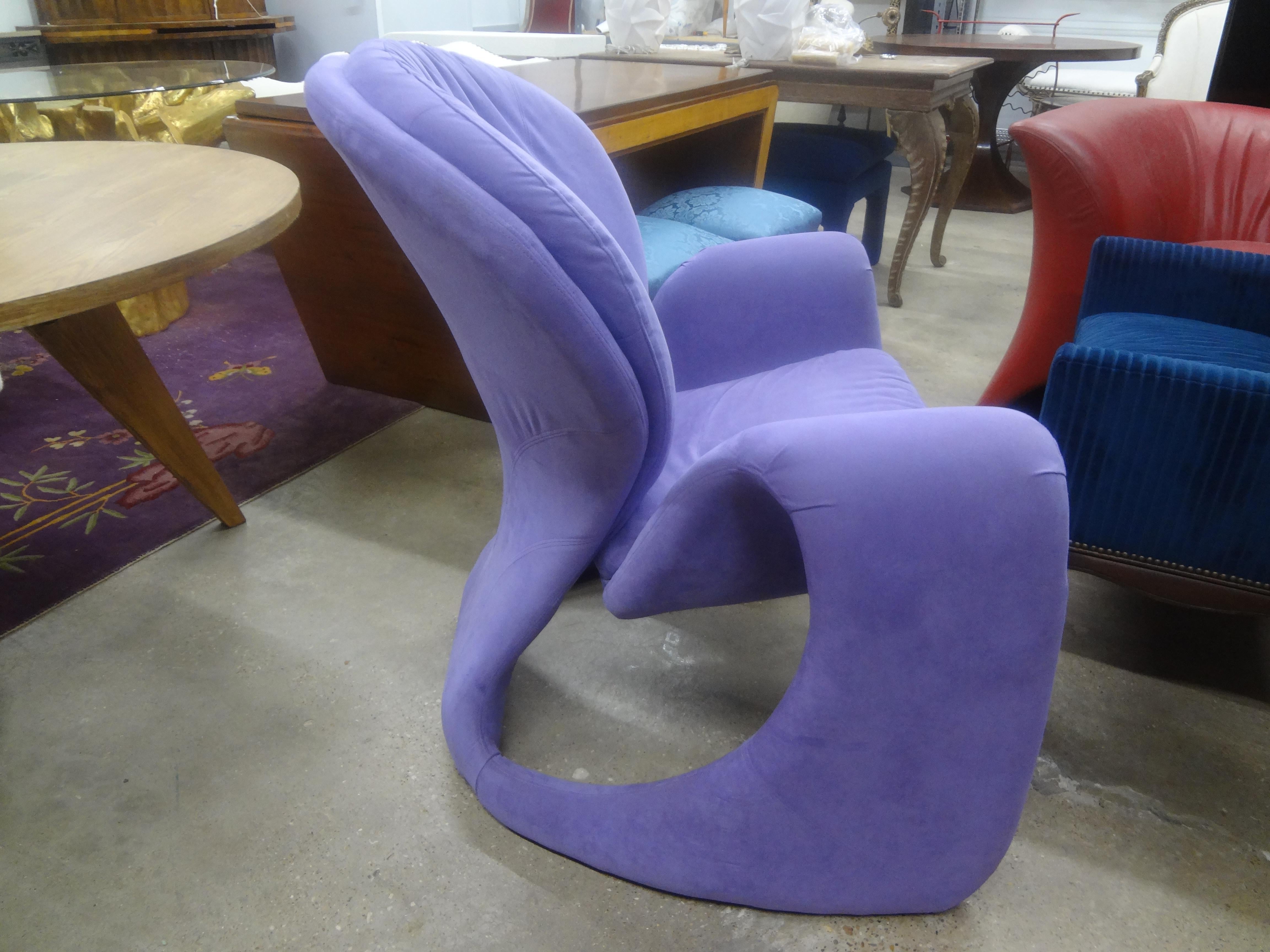 Ultrasuede Italian Modern Sculptural Lounge Chair Attributed To Vittorio Introini  For Sale