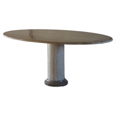 Italian Modern Sculptural Oval Dining Table in Marble, Made in 1970s