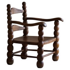 Italian Modern, Sculptural Primitive Wooden Lounge Chair in Beech, 1950s
