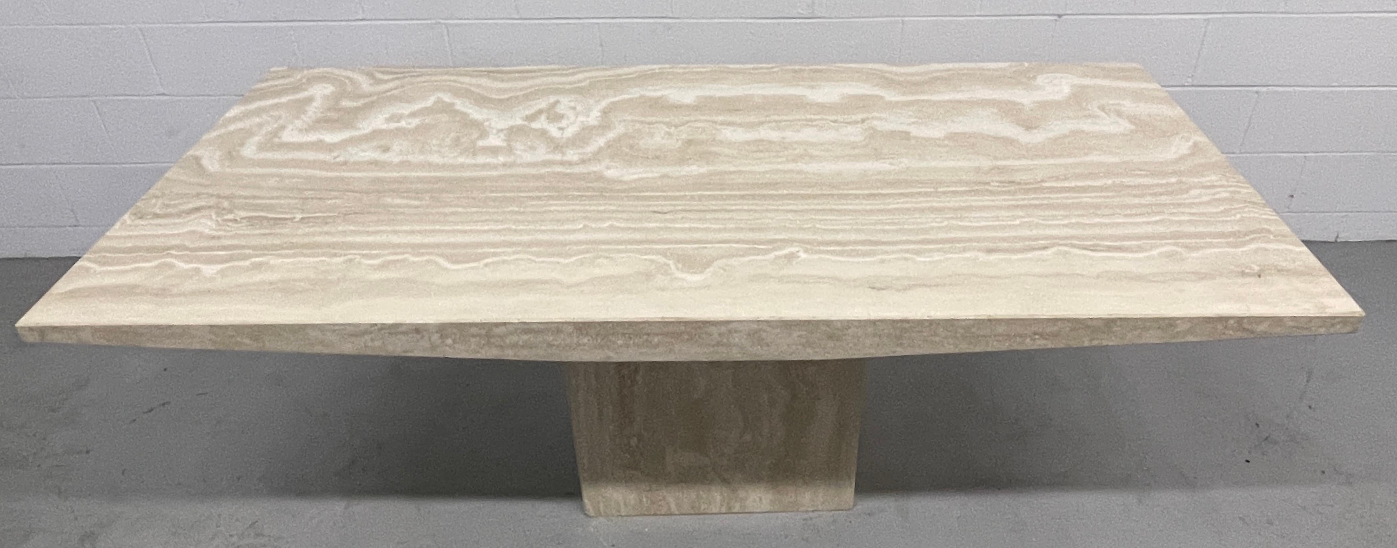 Carved Italian Modern Sculptural Travertine Dinning Table For Sale