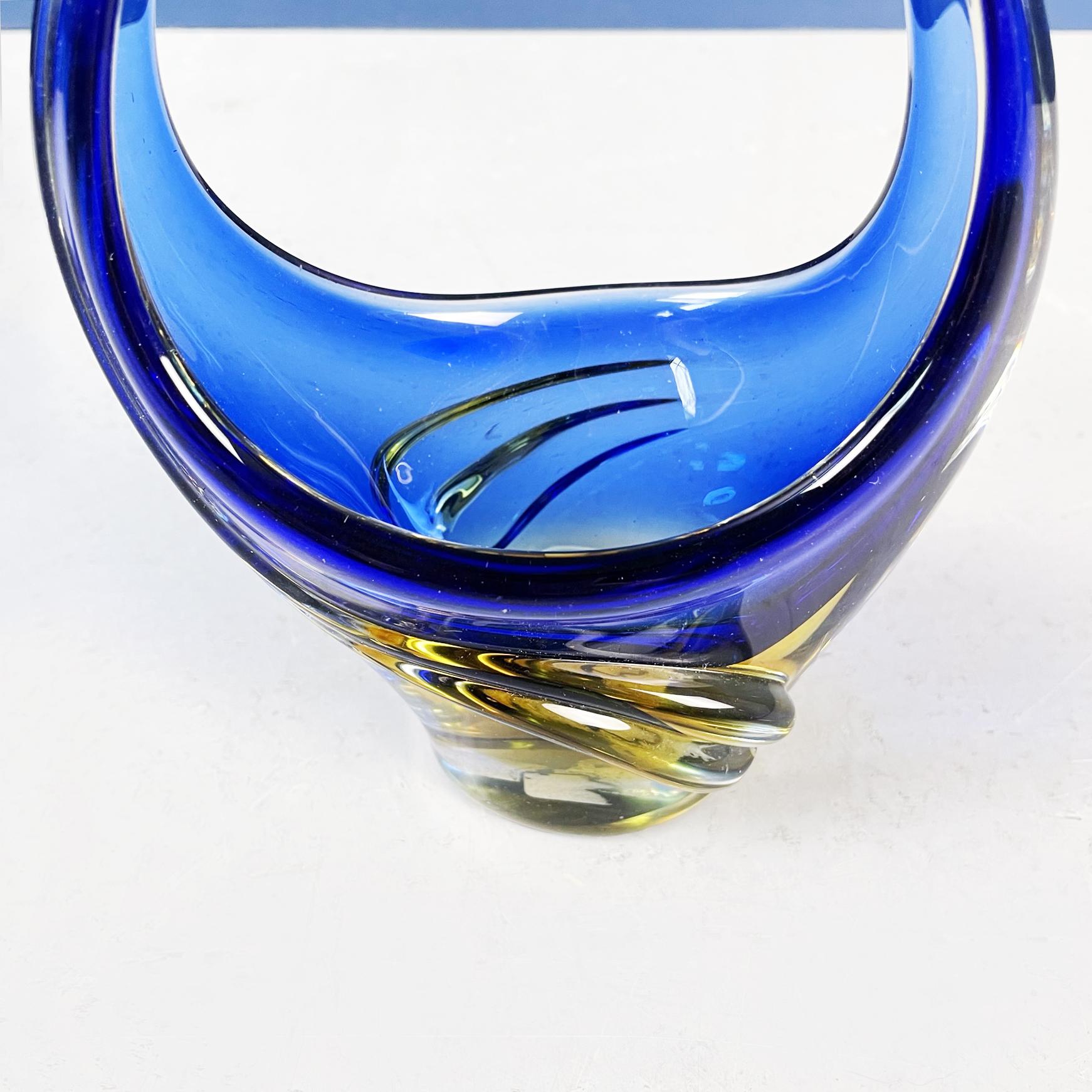 Italian Modern Sculpture in Blue and Yellow Murano Glass, 1970s For Sale 3