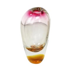 Italian Modern Sculpture in Pink-Red and Yellow Murano Glass, 1970s