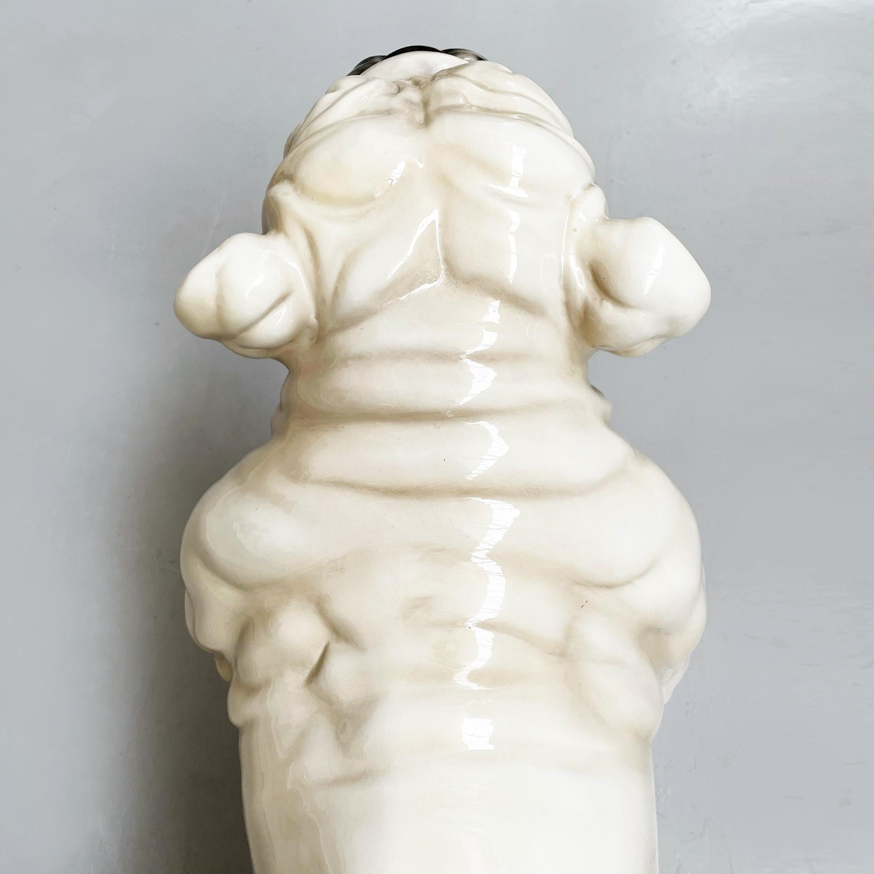 Italian Modern Sculpture of Standing Bulldogge Dog in Beige Black Ceramic, 1970s For Sale 5