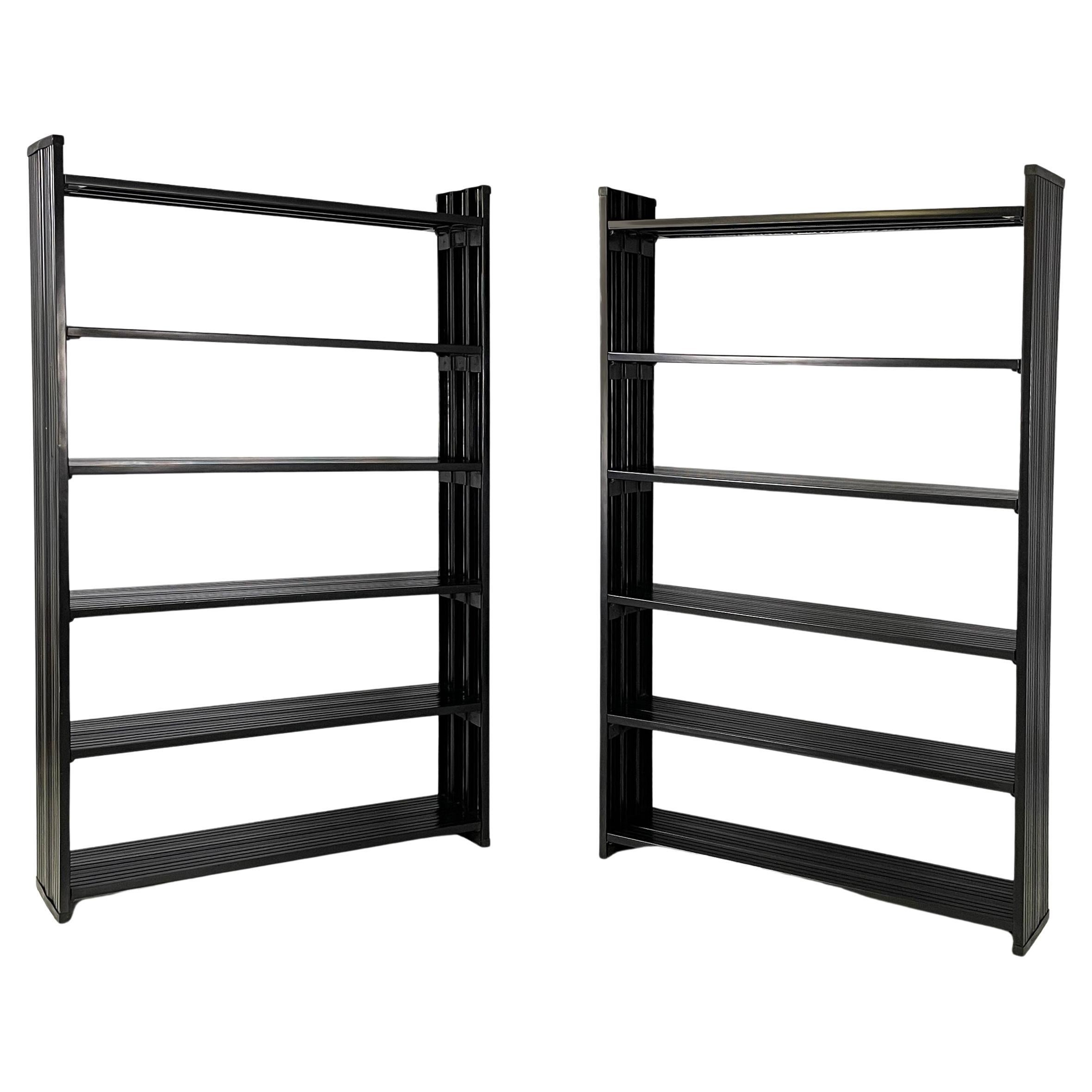Italian modern Self-supporting bookcases in black plastic by Robots, 1990s