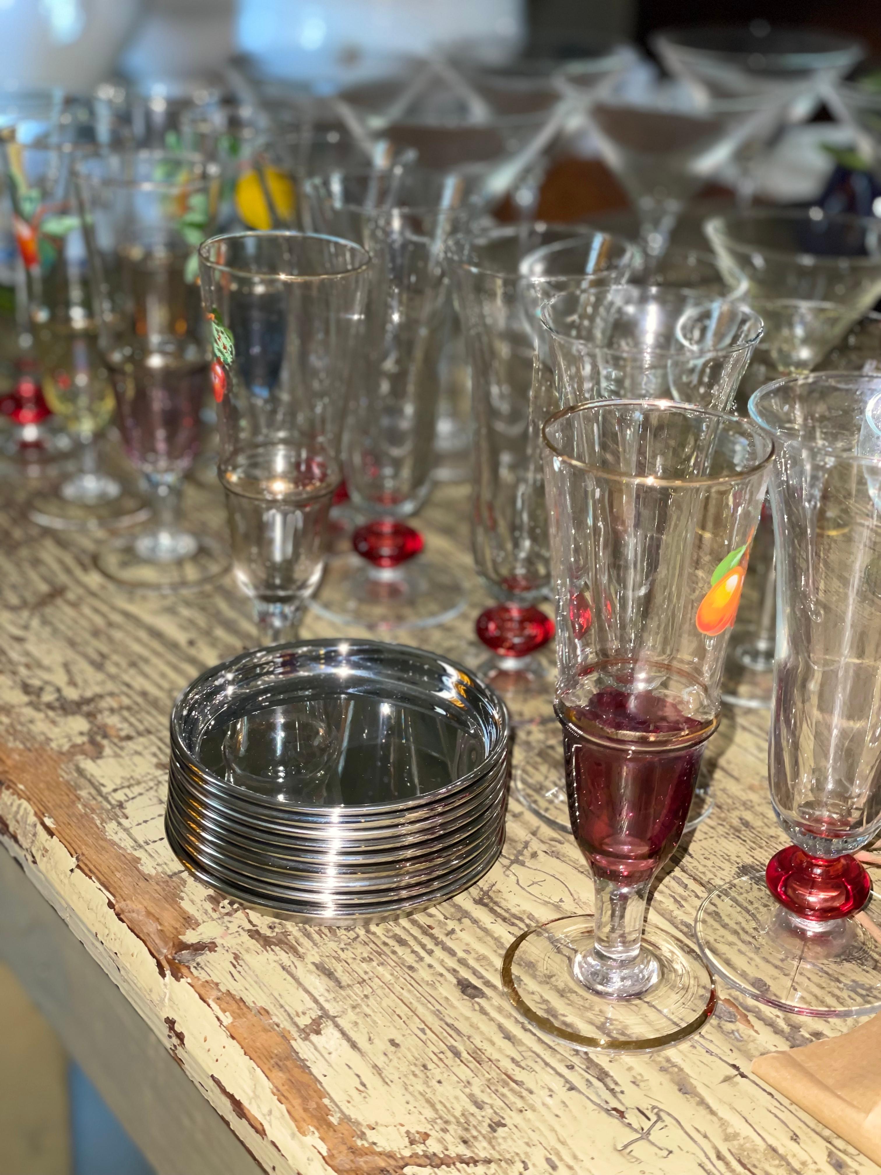 Italian Modern Set of 6 Mirror-Finish Coasters in Stainless Steel en vente 2