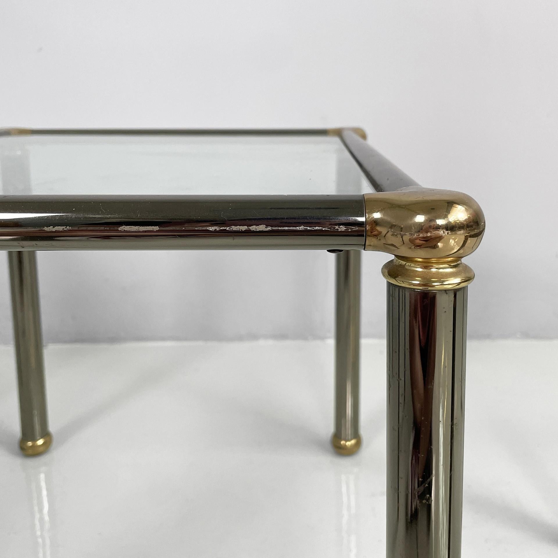 Italian modern set of coffe tables in metal and glass, 1980s For Sale 4
